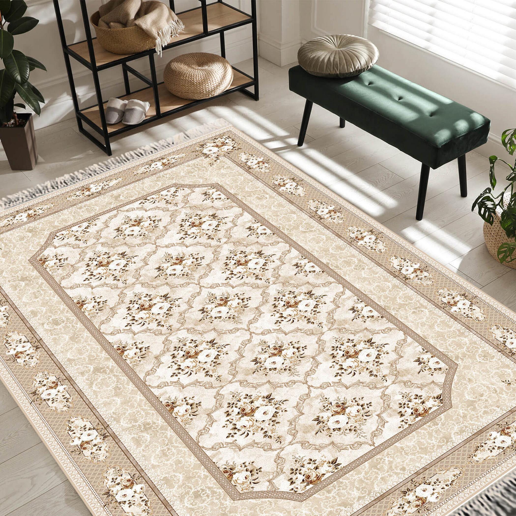 Velvet Turkish Rectangular Decorative Carpet - 120x80 cm-household-rugsandcarpets-rugs-image-2