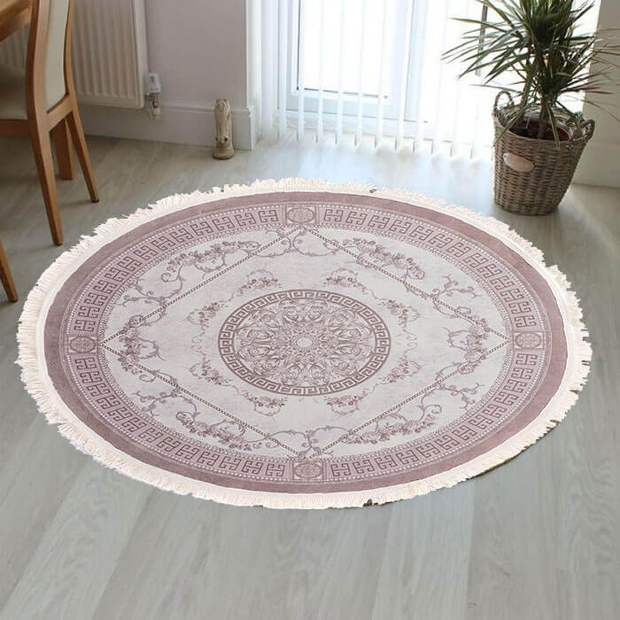 Decorative Velvet Turkish Carpet - 120x120 cm-household-rugsandcarpets-rugs-image-3