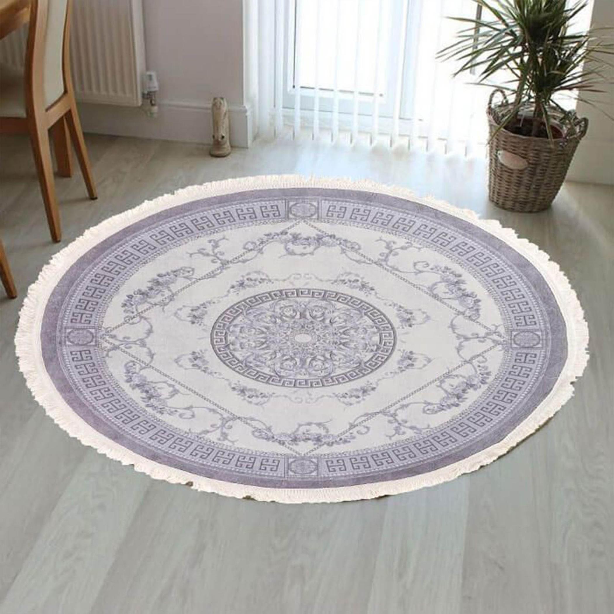 Decorative Velvet Turkish Carpet - 120x120 cm-household-rugsandcarpets-rugs-image-2