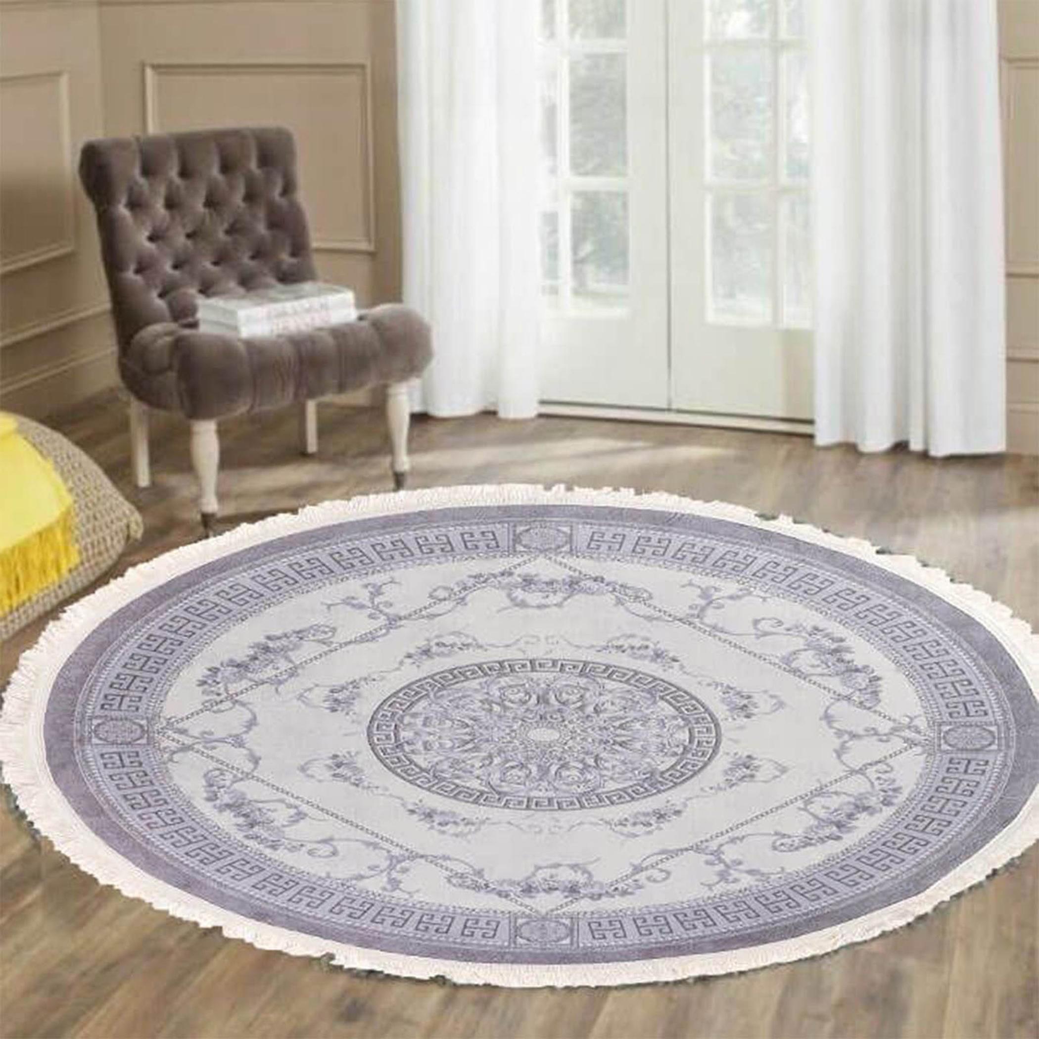 Decorative Velvet Turkish Carpet - 120x120 cm-household-rugsandcarpets-rugs-image-3