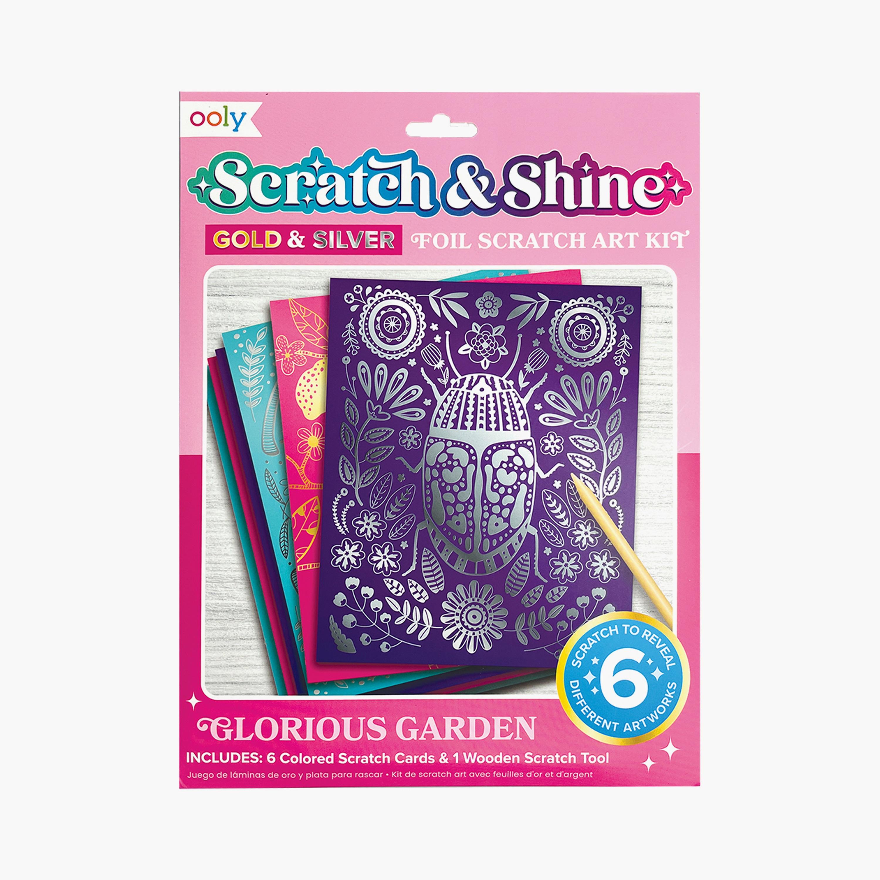 Ooly Scratch and Shine Foil Scratch Art Kit - Glorious Garden-school-artsandcrafts-image-1