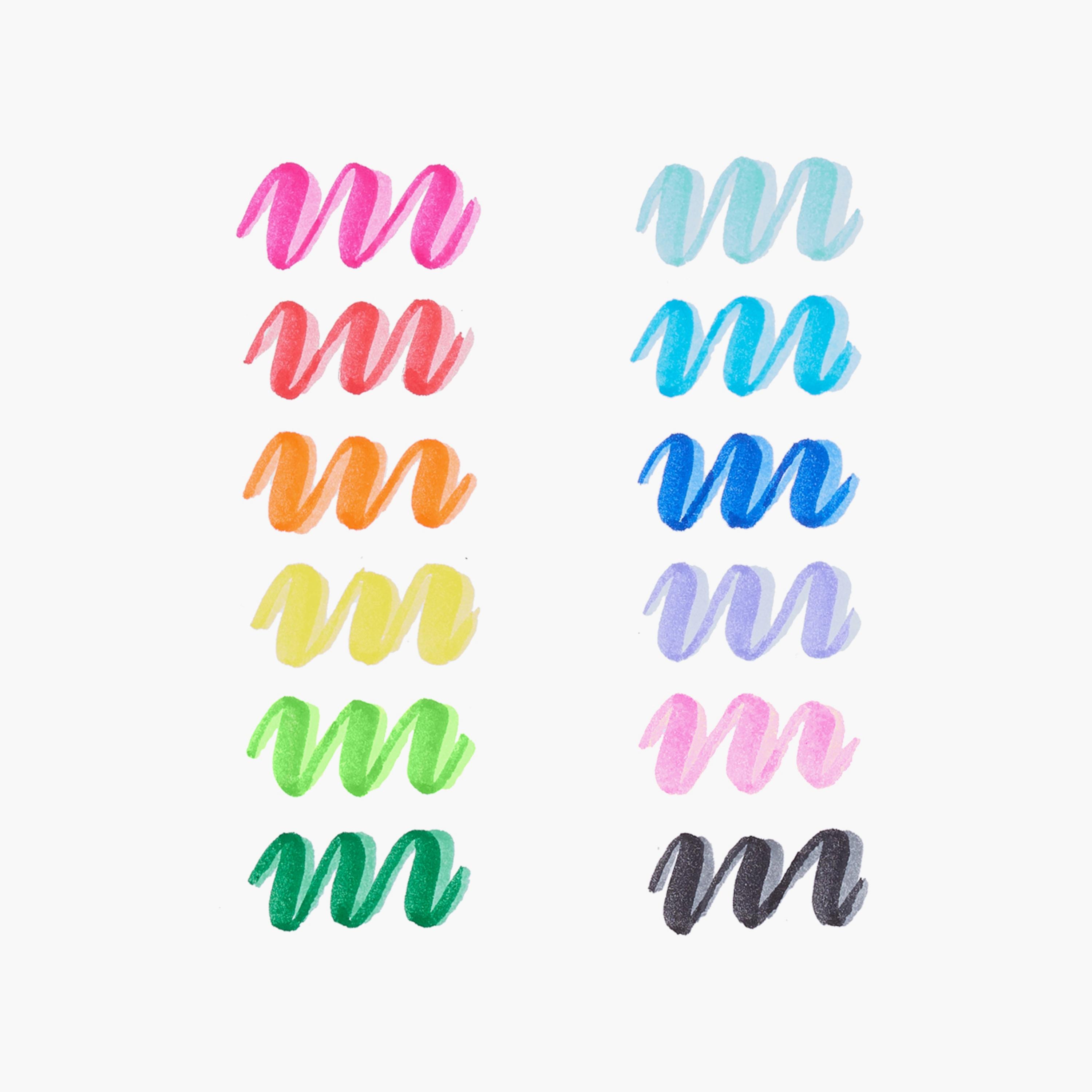 مجموعة أقلام تحديد الفرشاة مزدوجة الطرفين 12 قطعة من أوولي-school-stationery-accessories-image-1