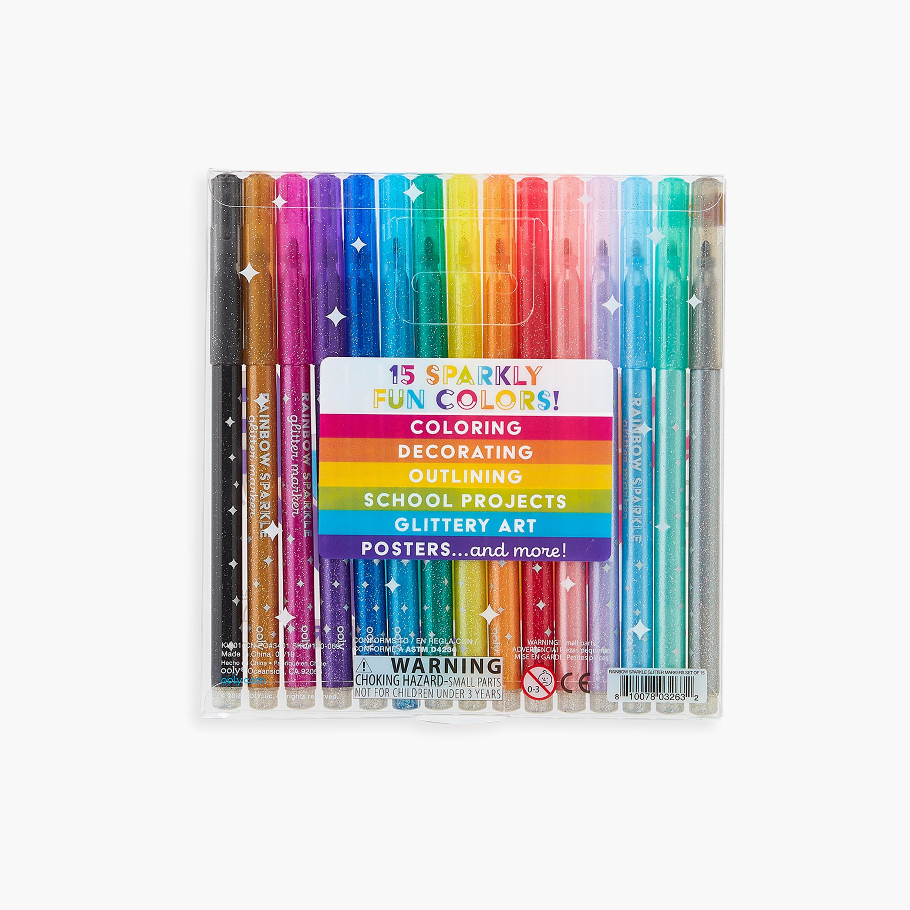 Ooly 15-Piece Rainbow Sparkle Glitter Markers Set-school-stationery-accessories-image-2