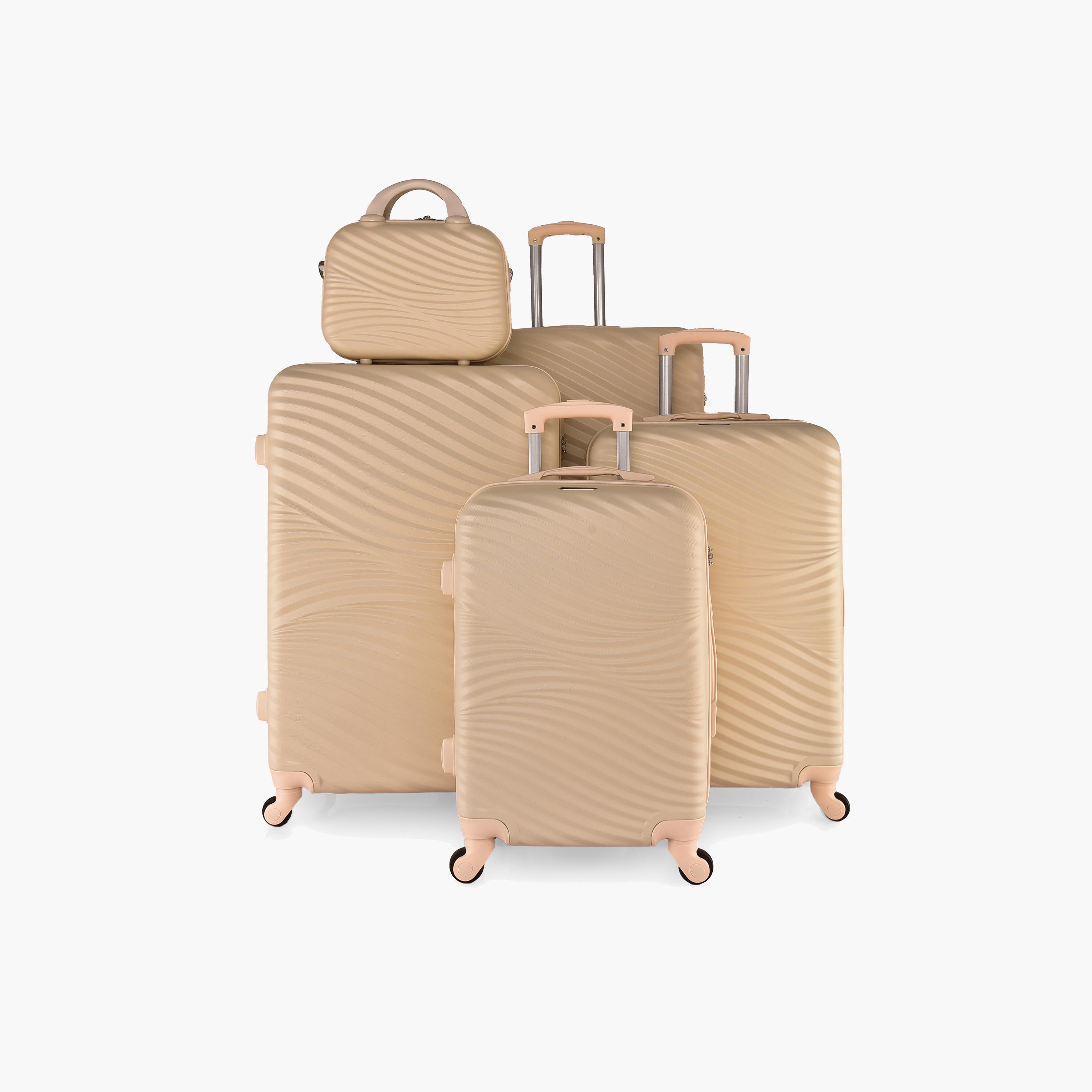New Travel Set of 5 ABS Hard Sided 4-Wheeler Spinner Trolley Bag with Combination Lock | CS014/5P-travel-luggagesandbags-luggage-image-1