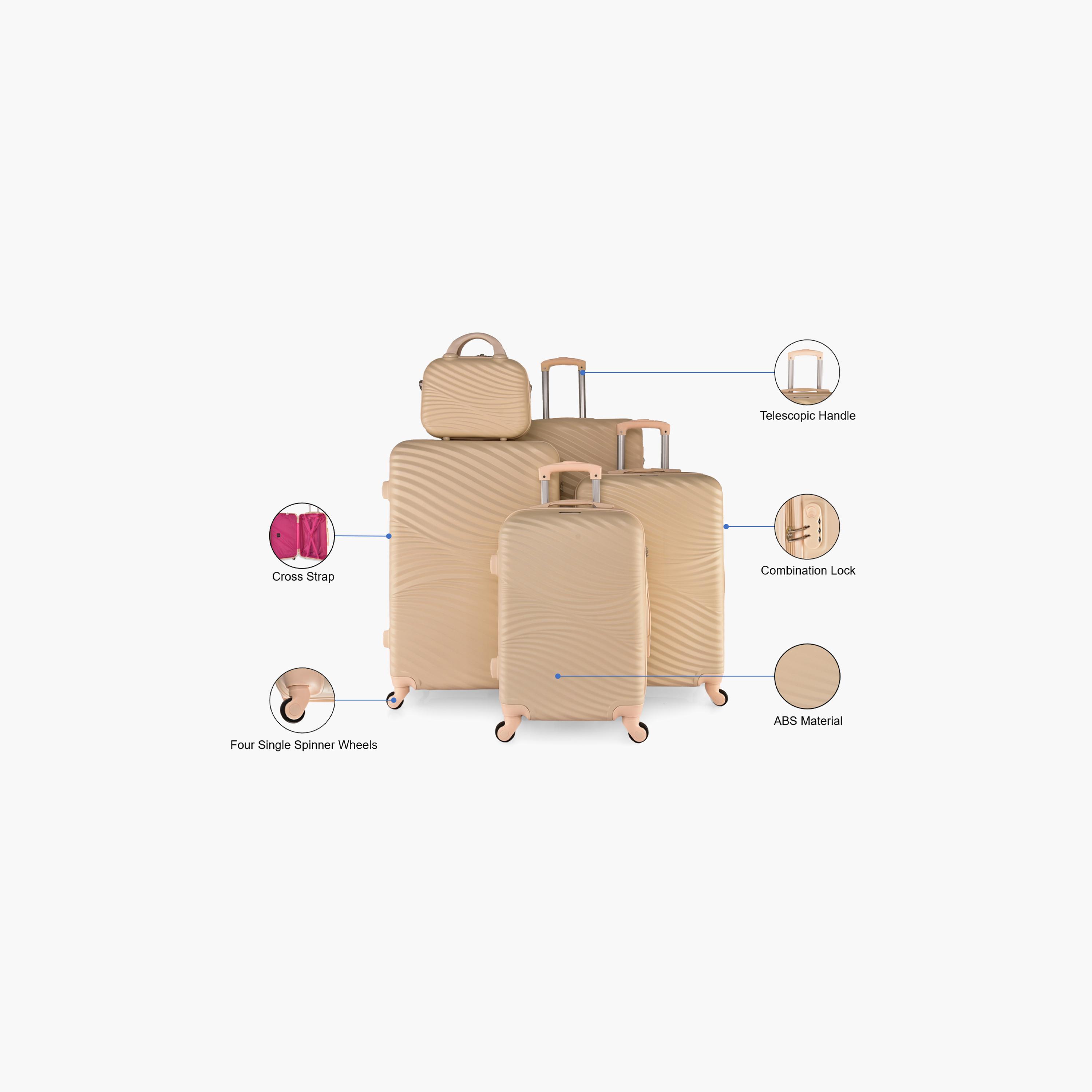 New Travel Set of 5 ABS Hard Sided 4-Wheeler Spinner Trolley Bag with Combination Lock | CS014/5P-travel-luggagesandbags-luggage-image-5