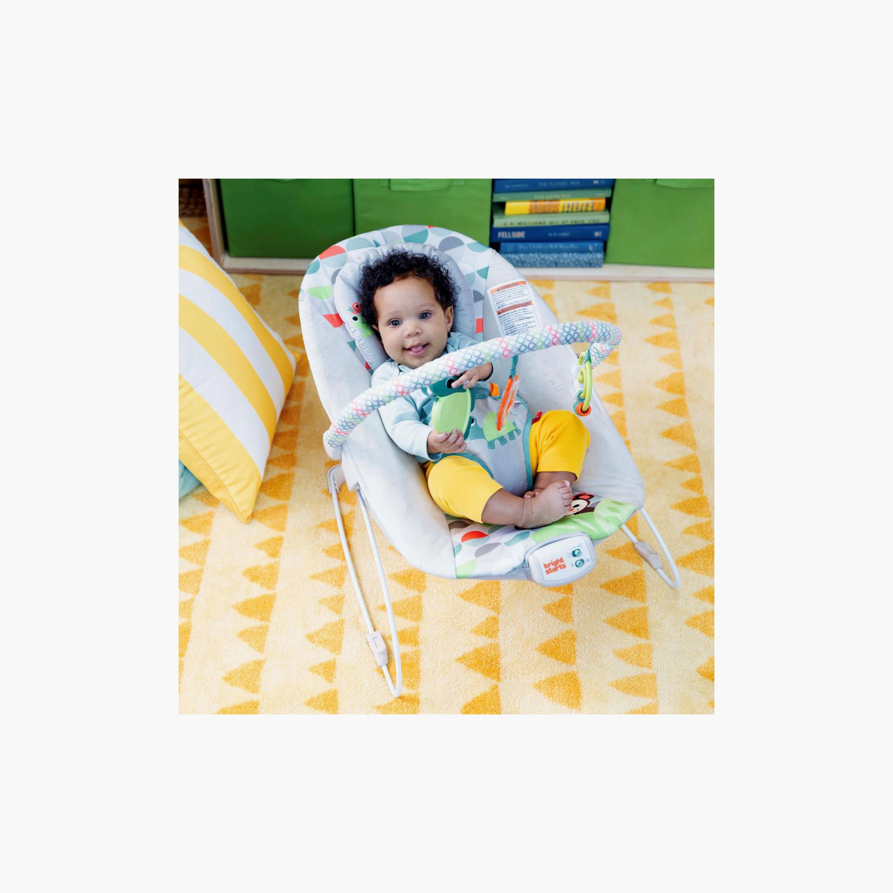 Bright Starts Baby Bouncer Soothing Vibrations Infant Seat with Toy Bar - Happy Safari-baby-infantactivity-bouncers-image-3