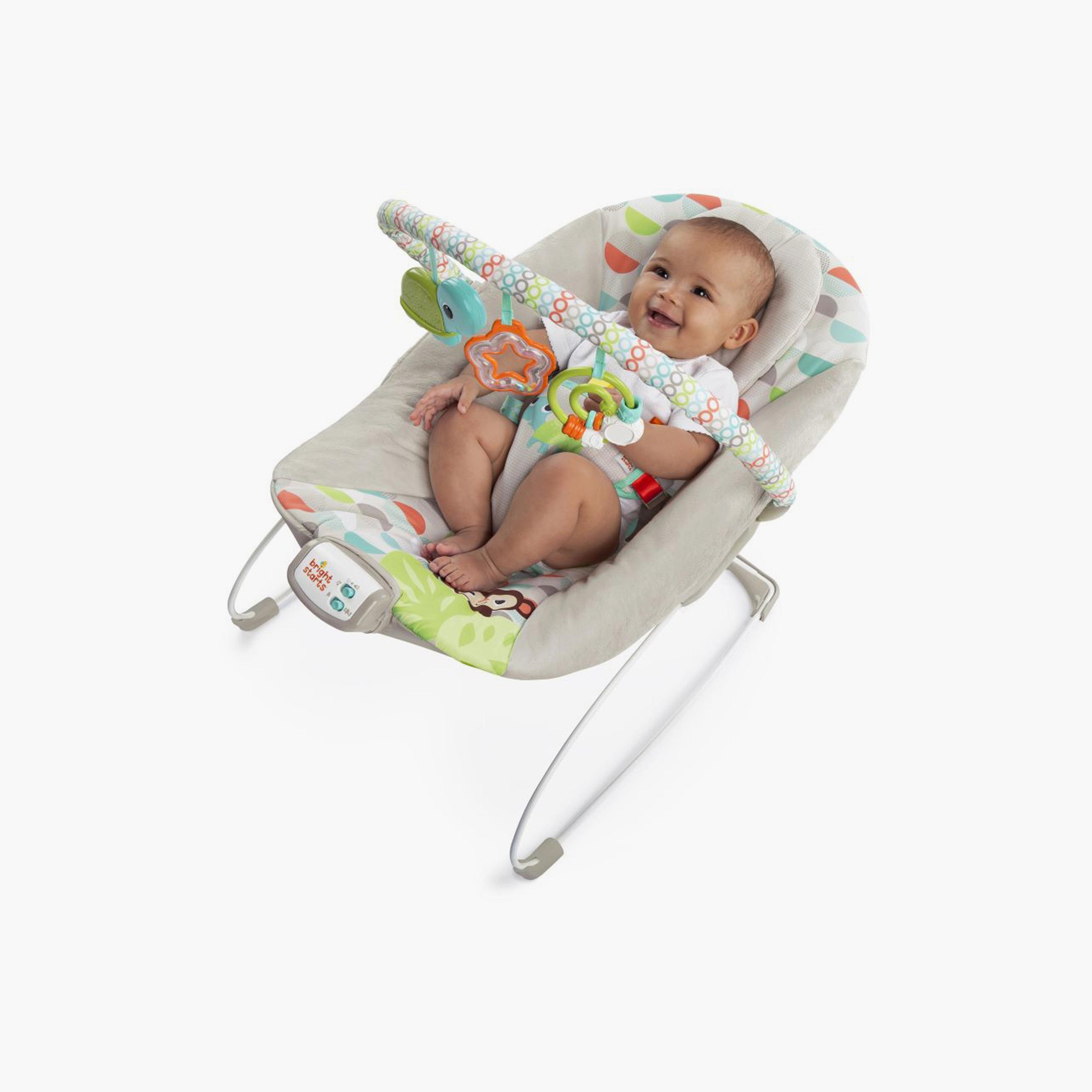 Bright Starts Baby Bouncer Soothing Vibrations Infant Seat with Toy Bar - Happy Safari-baby-infantactivity-bouncers-image-5