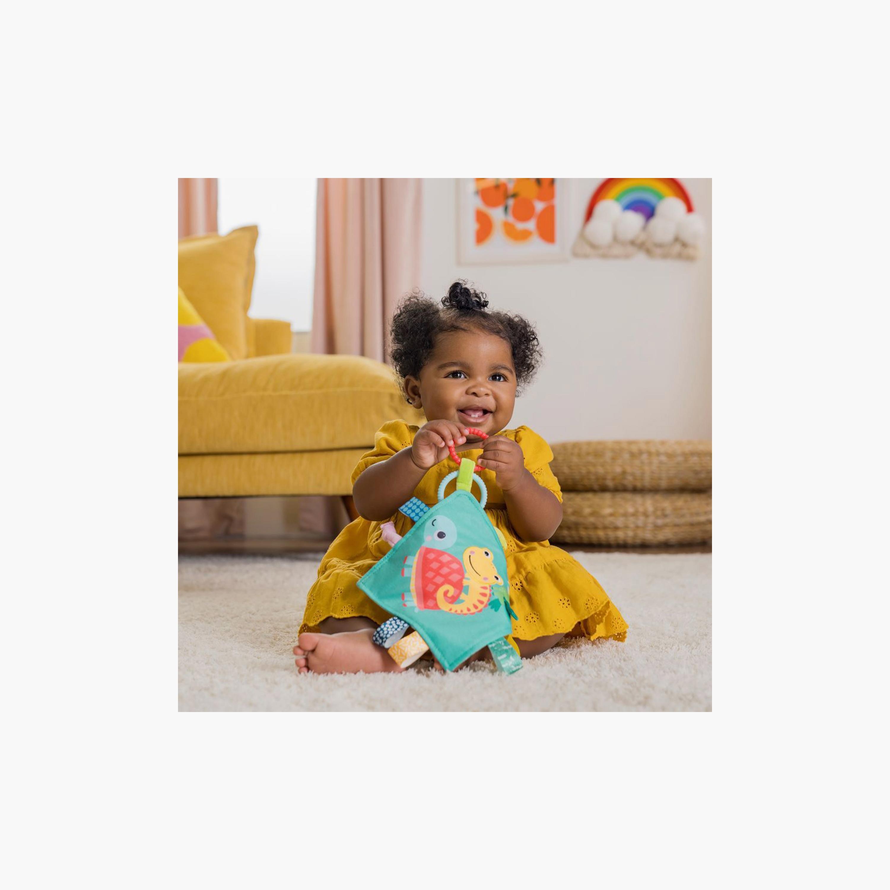 Bright Starts Fuzzy Feelies Plush Peg Blankie - Blue-baby-nursery-blanketsandswaddles-blanketsandquilts-image-1