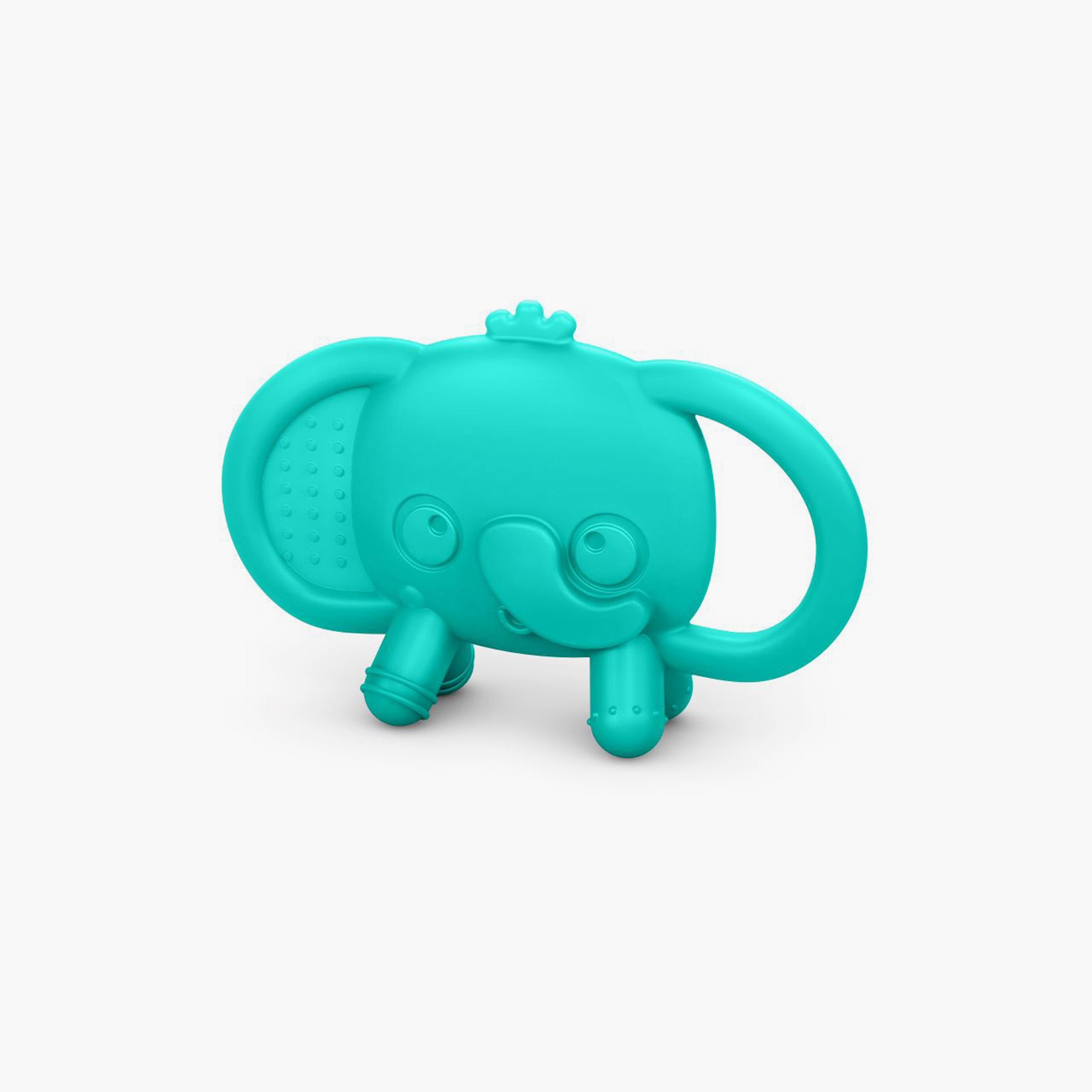 Bright Starts Tame Your Tusks Silicone Teether with Handles - Elephant-baby-feeding-teethers-image-1