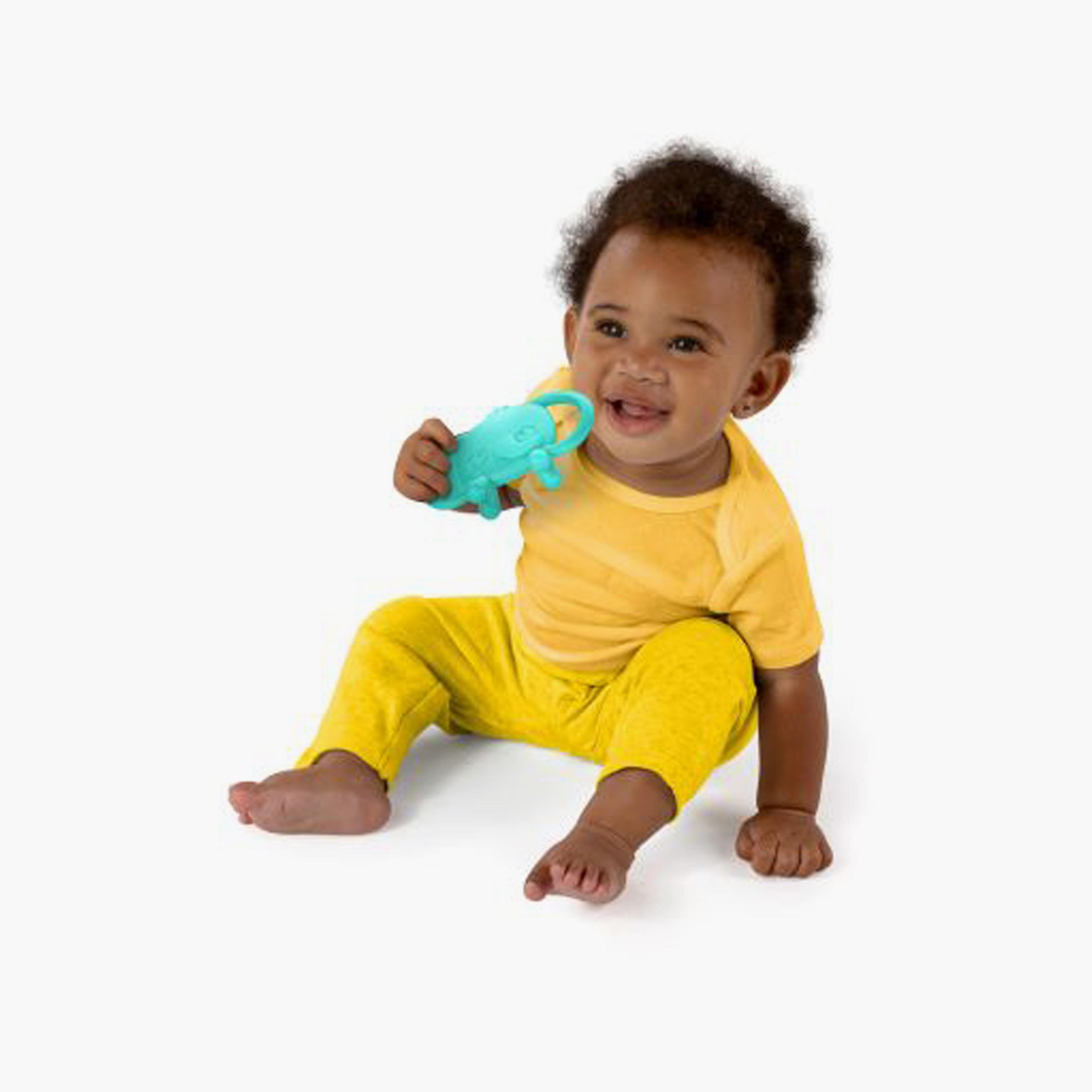 Bright Starts Tame Your Tusks Silicone Teether with Handles - Elephant-baby-feeding-teethers-image-2