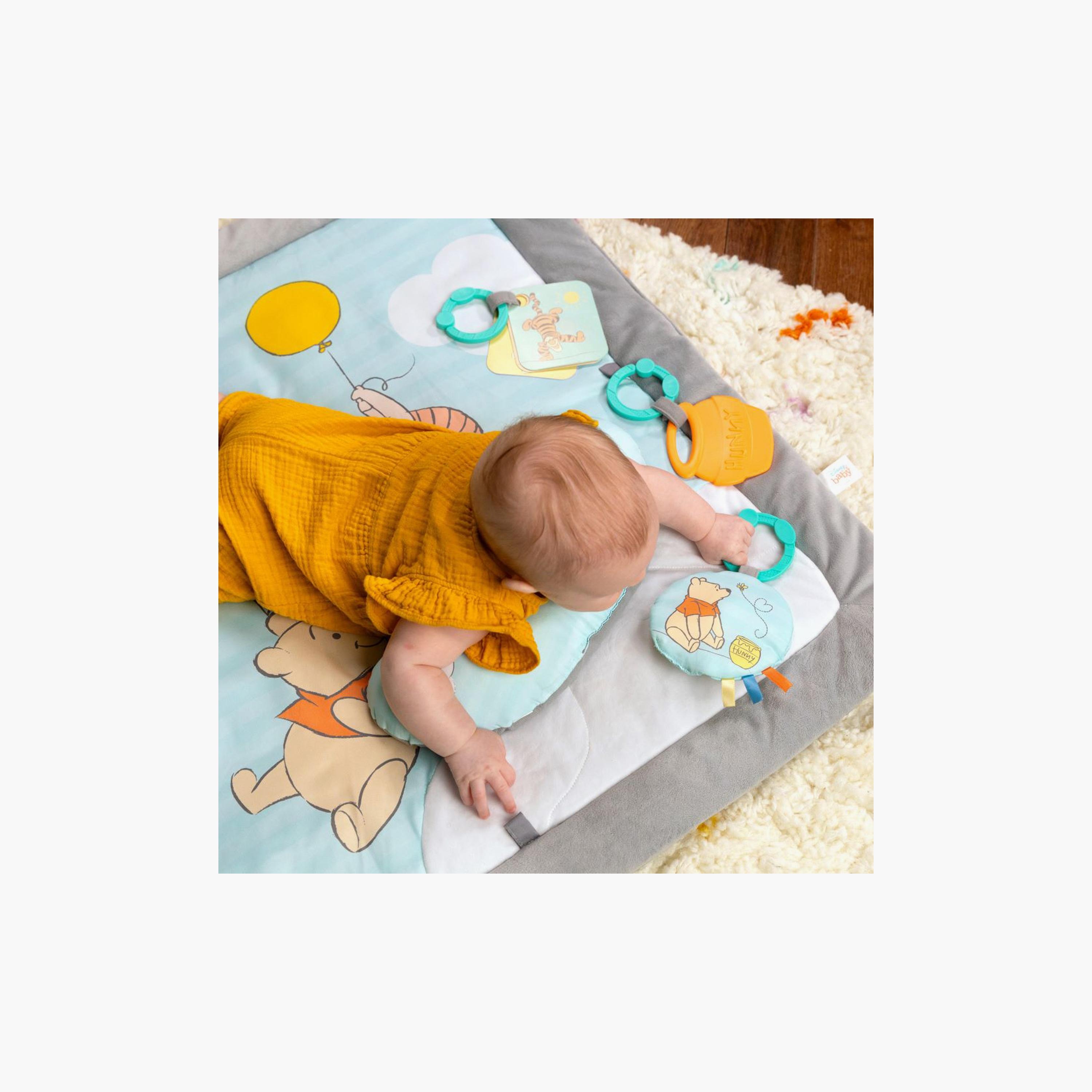 Bright Starts Disney Winnie The Pooh Once Upon a Tummy Time Activity Mat with Wooden Toy Bar - Blue-baby-infantactivity-playpensandplaymats-image-4