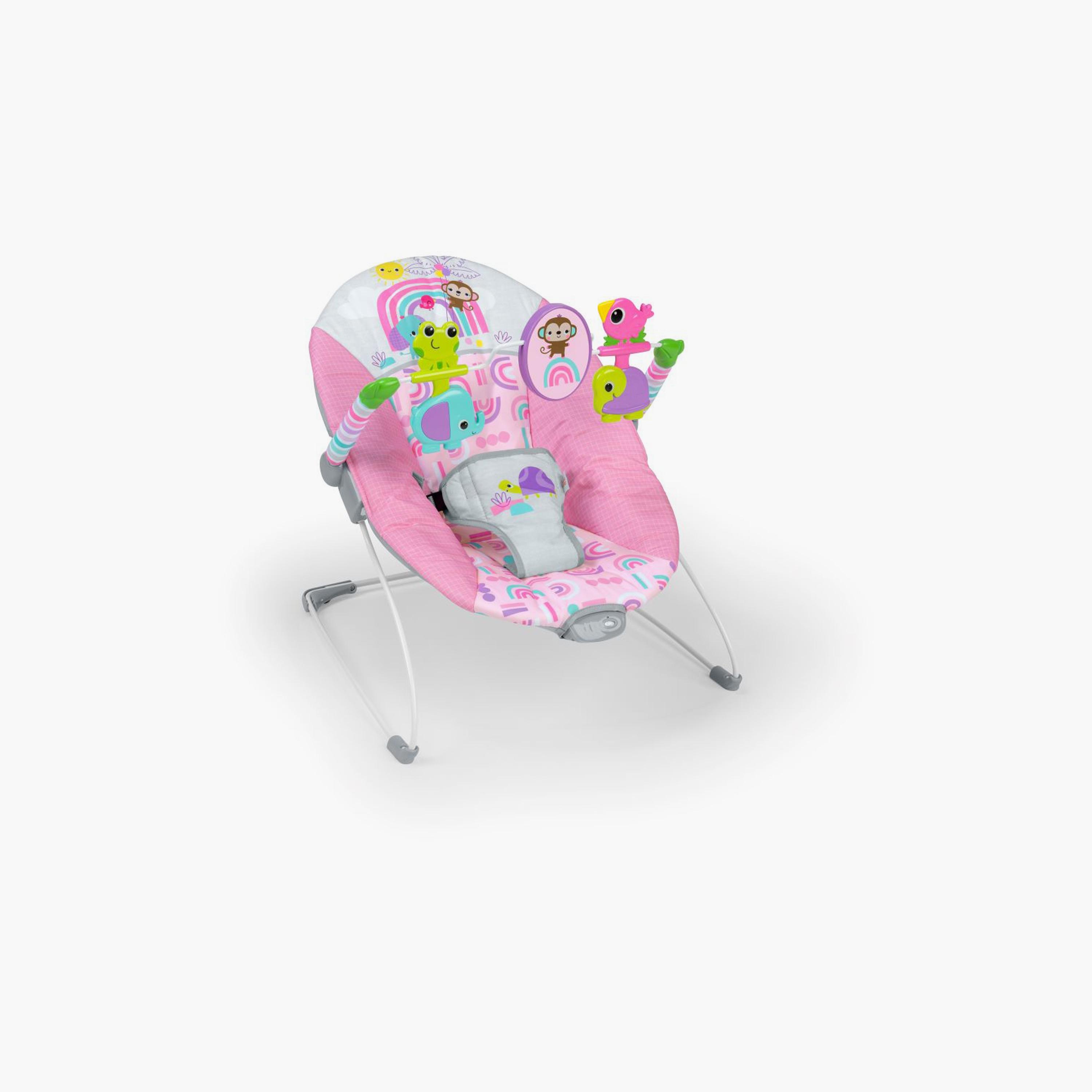 Bright Starts Pink Paradise Portable Baby Bouncer-baby-infantactivity-bouncers-image-1
