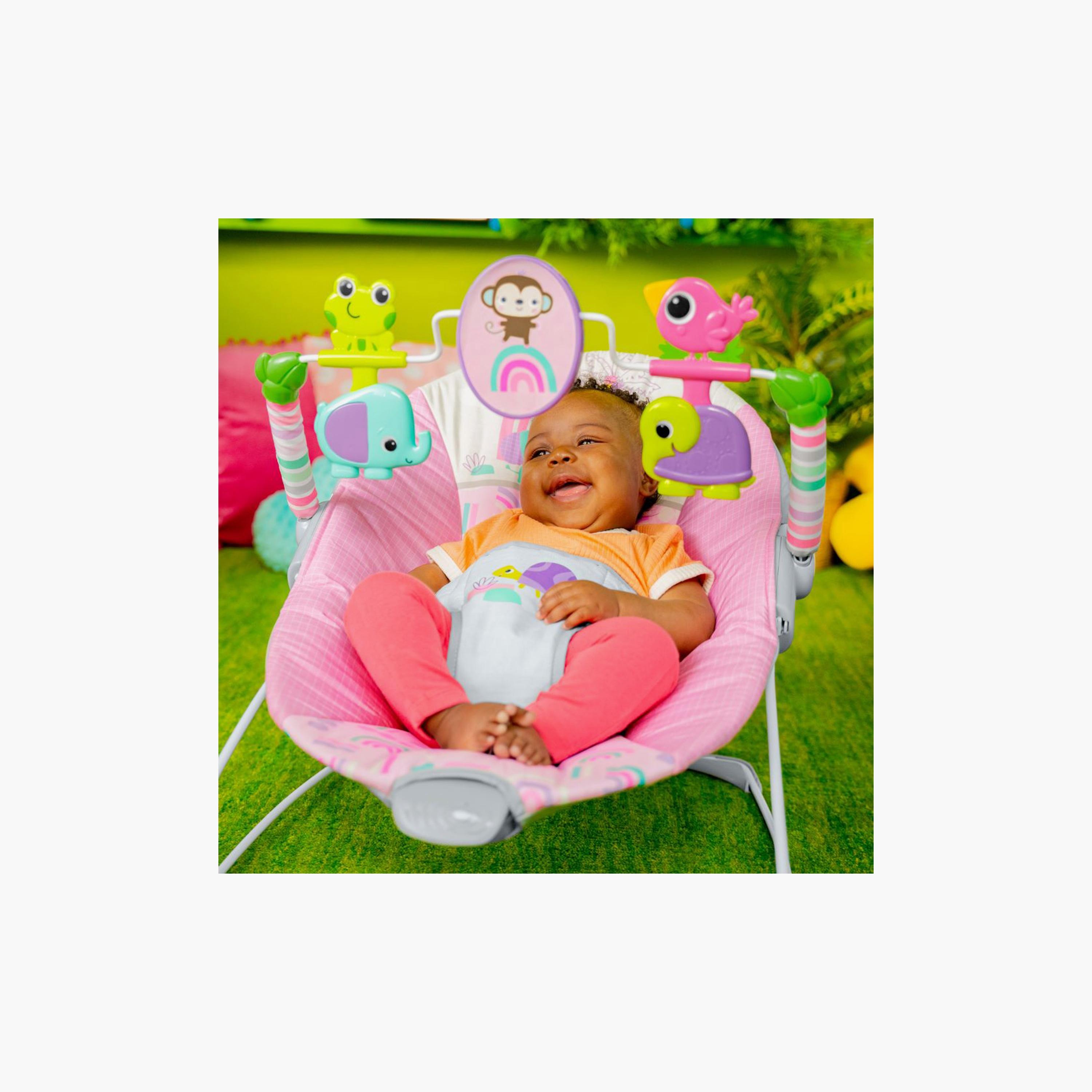Bright Starts Pink Paradise Portable Baby Bouncer-baby-infantactivity-bouncers-image-2