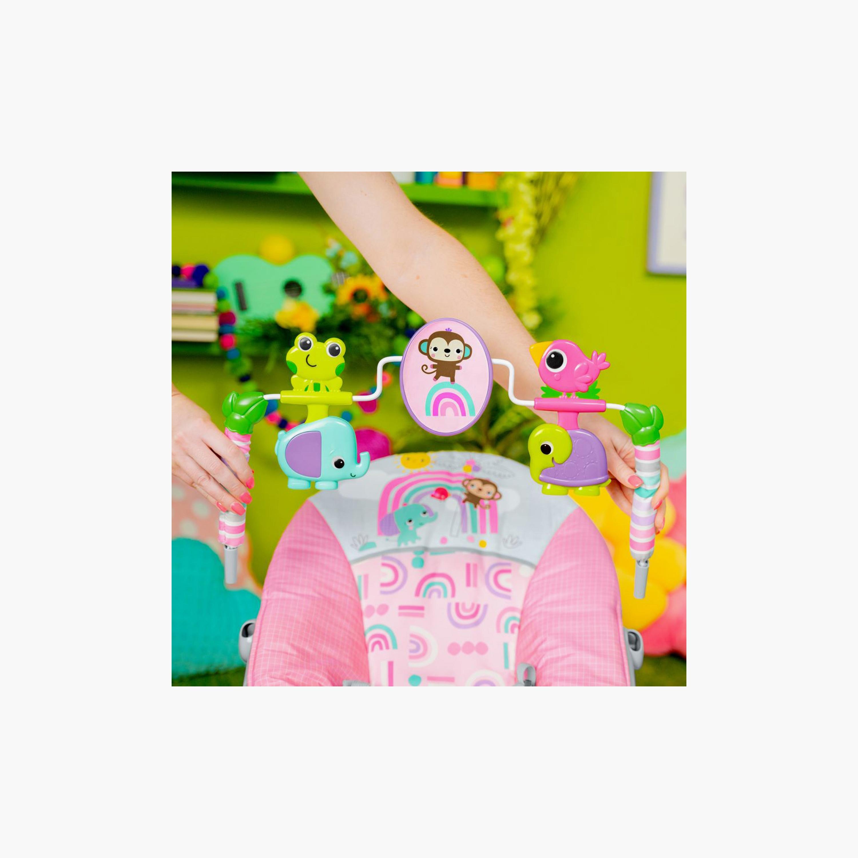 Bright Starts Pink Paradise Portable Baby Bouncer-baby-infantactivity-bouncers-image-5