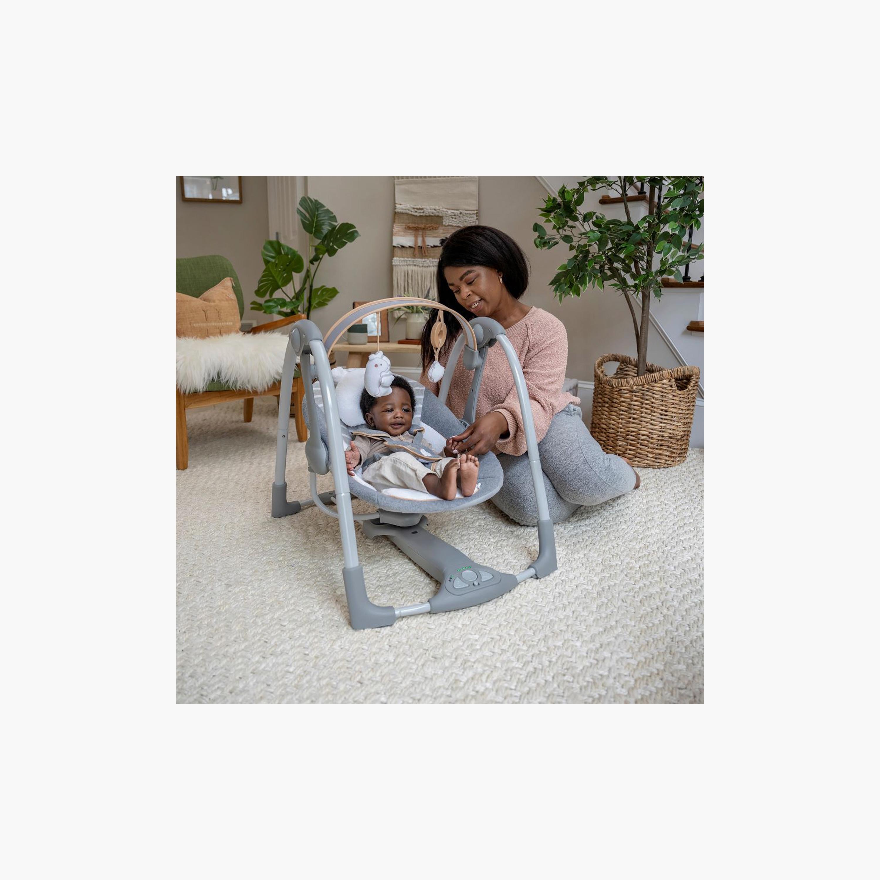 Ingenuity Boutique Collection Swing 'n Go Portable Swing - Bella Teddy-baby-infantactivity-swings-image-2