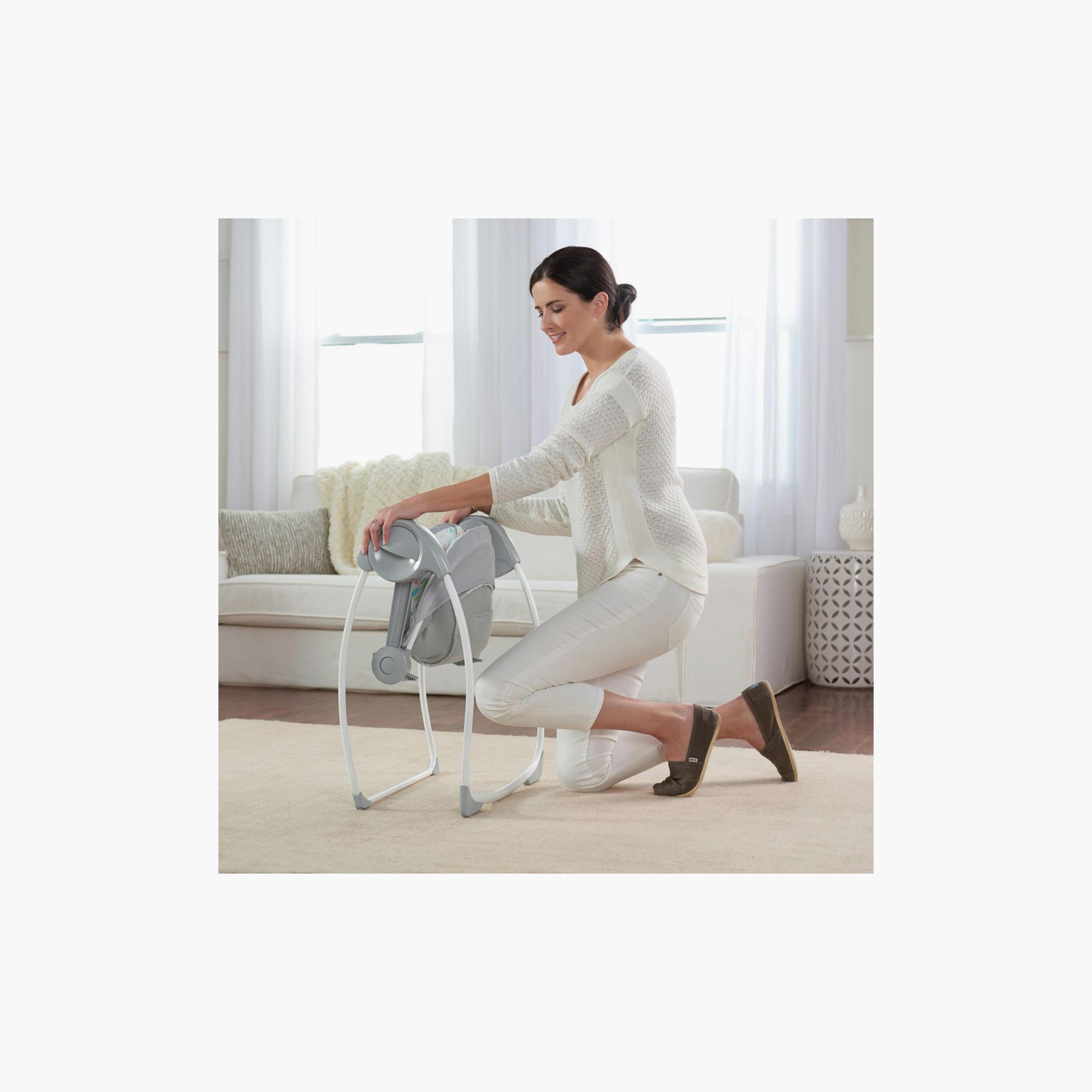 Ingenuity Comfort 2 Go Compact Portable 6-Speed Cushioned Baby Swing - Fanciful Forest-baby-infantactivity-swings-image-4