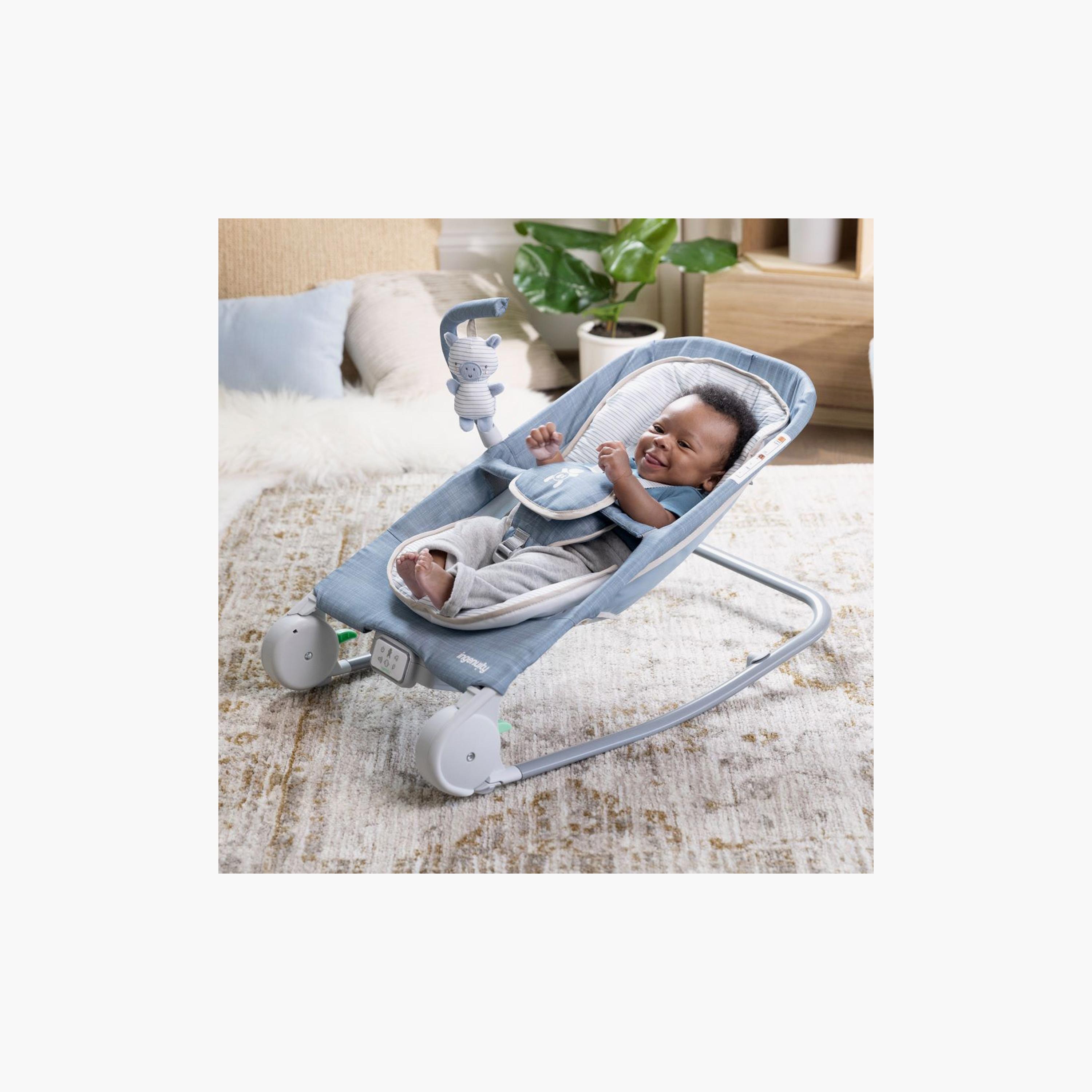 Ingenuity Happy Belly Rock-to-Bounce Massage Seat, Bouncer and Rocker Seat - Chambray-baby-infantactivity-bouncers-image-2
