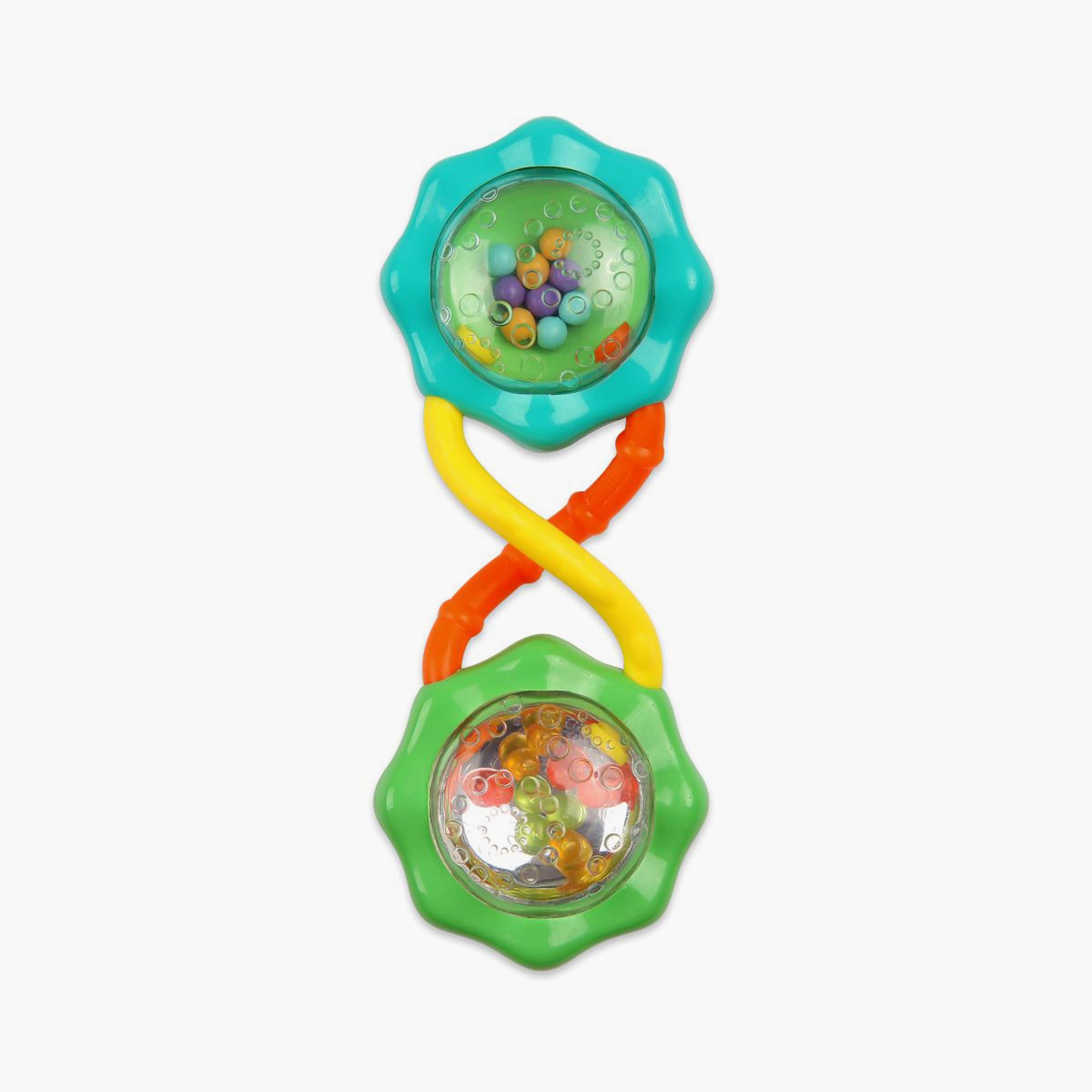 Bright Starts Rattle & Shake Barbell Toy - Green-toys-babyandtoddlertoys-rattlesandteethers-image-1