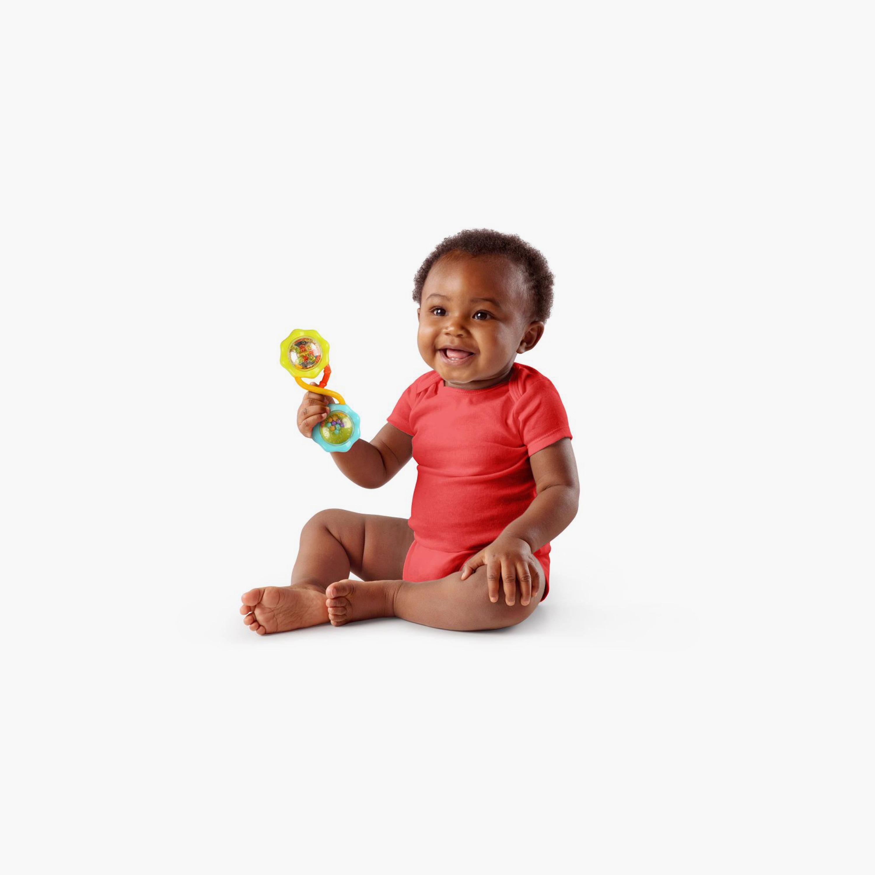 Bright Starts Rattle & Shake Barbell Toy - Green-toys-babyandtoddlertoys-rattlesandteethers-image-2