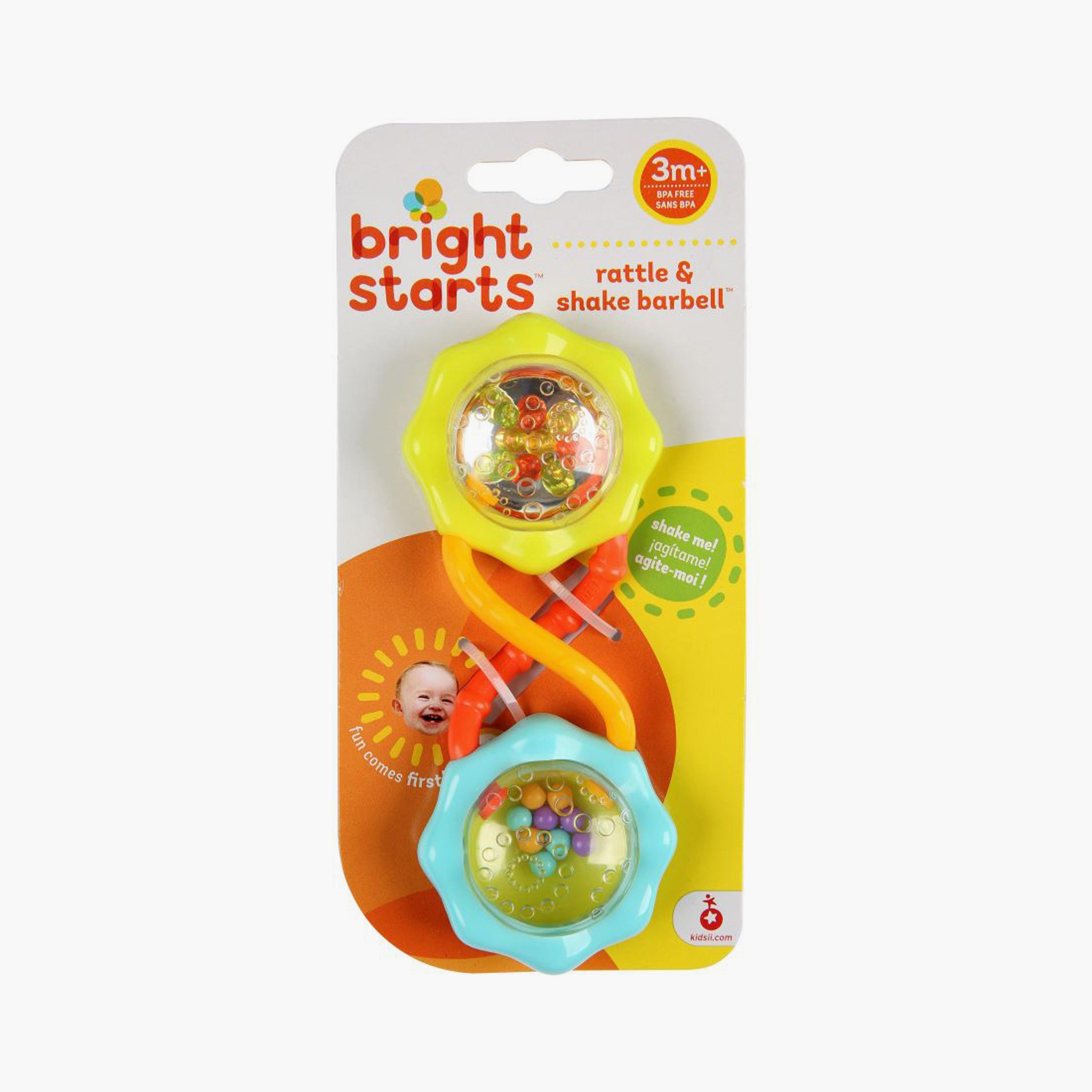 Bright Starts Rattle & Shake Barbell Toy - Green-toys-babyandtoddlertoys-rattlesandteethers-image-3