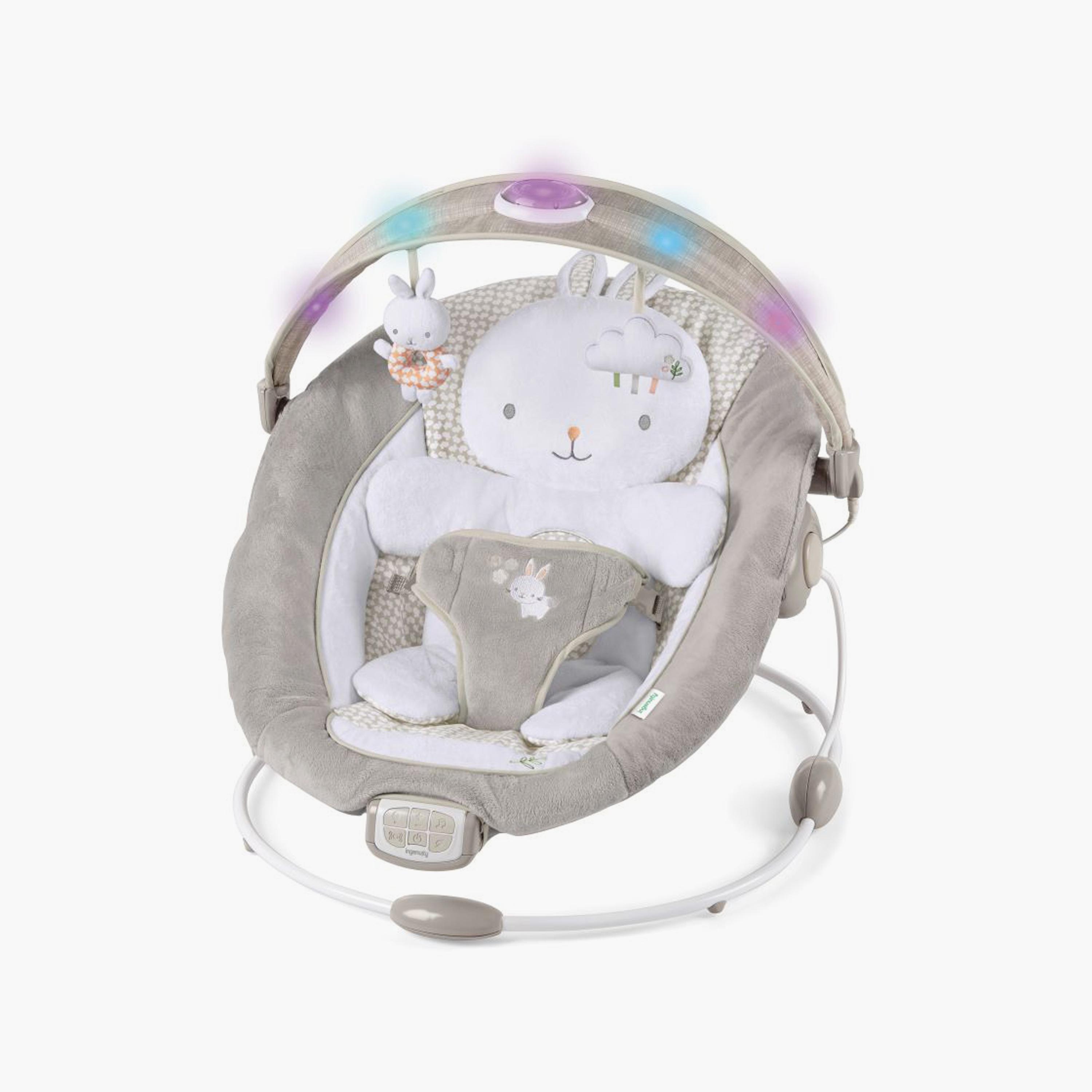Ingenuity InLighten Bouncer Infant Seat with Toy Bar - Twinkle Tails Bunny-baby-infantactivity-bouncers-image-1