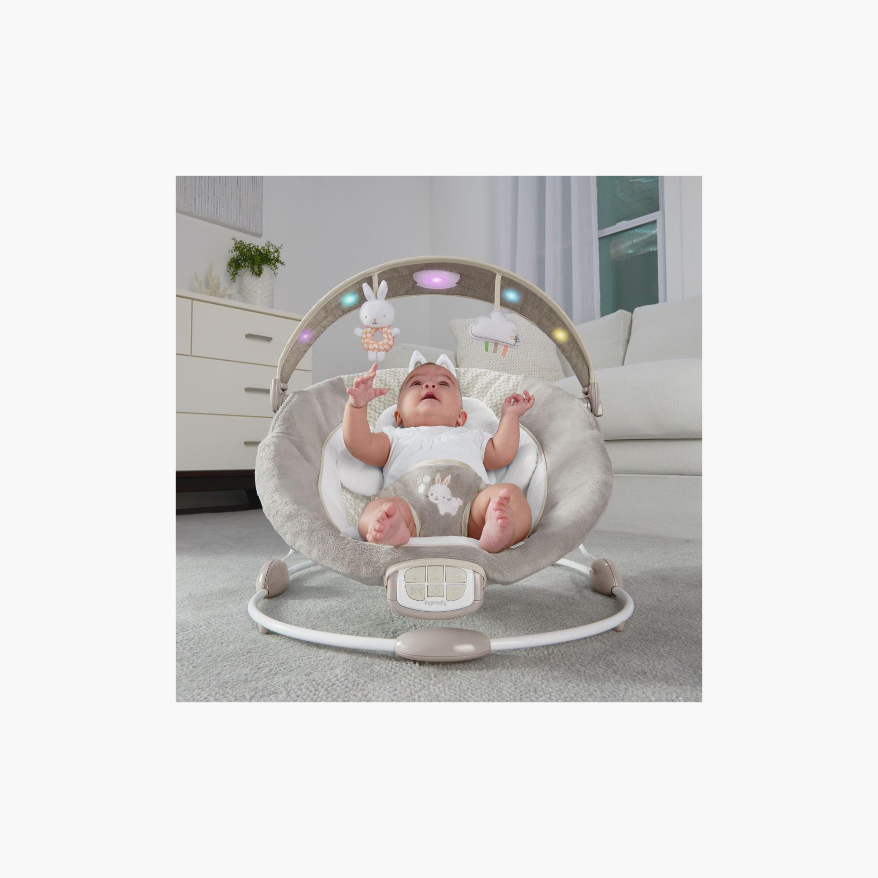 Ingenuity InLighten Bouncer Infant Seat with Toy Bar - Twinkle Tails Bunny-baby-infantactivity-bouncers-image-3