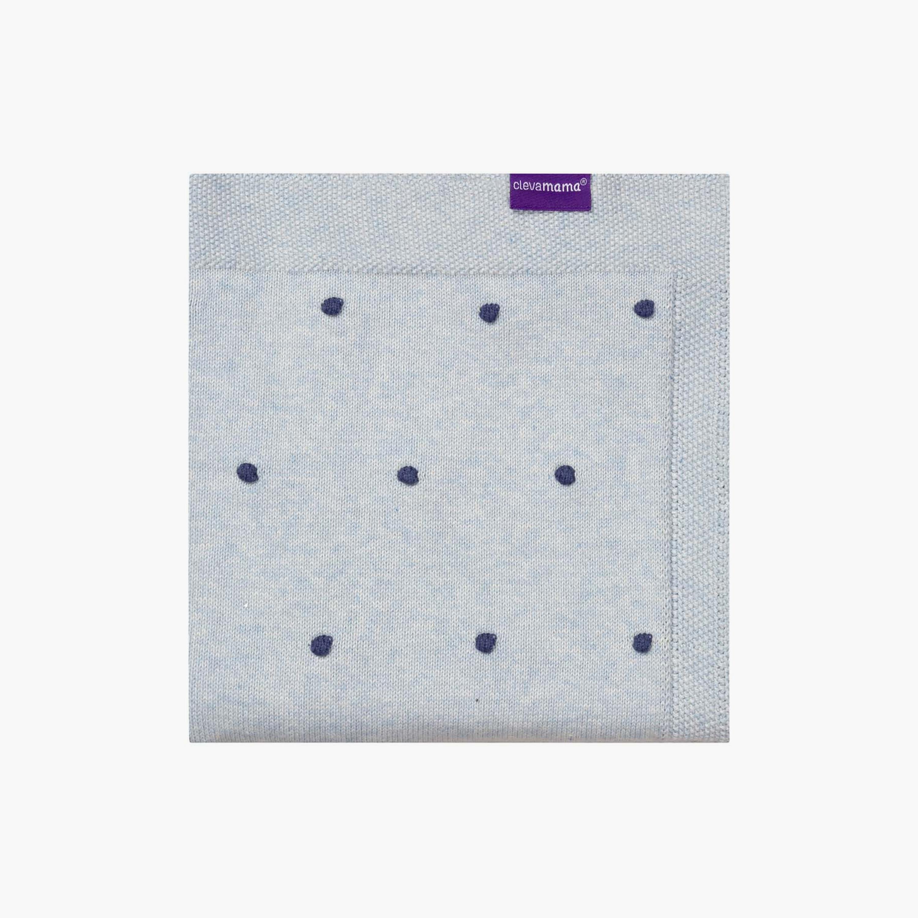 ClevaMama Knitted Pom Pom Organic Cotton Baby Blanket - 80 x 100 cm-baby-nursery-blanketsandswaddles-blanketsandquilts-image-1
