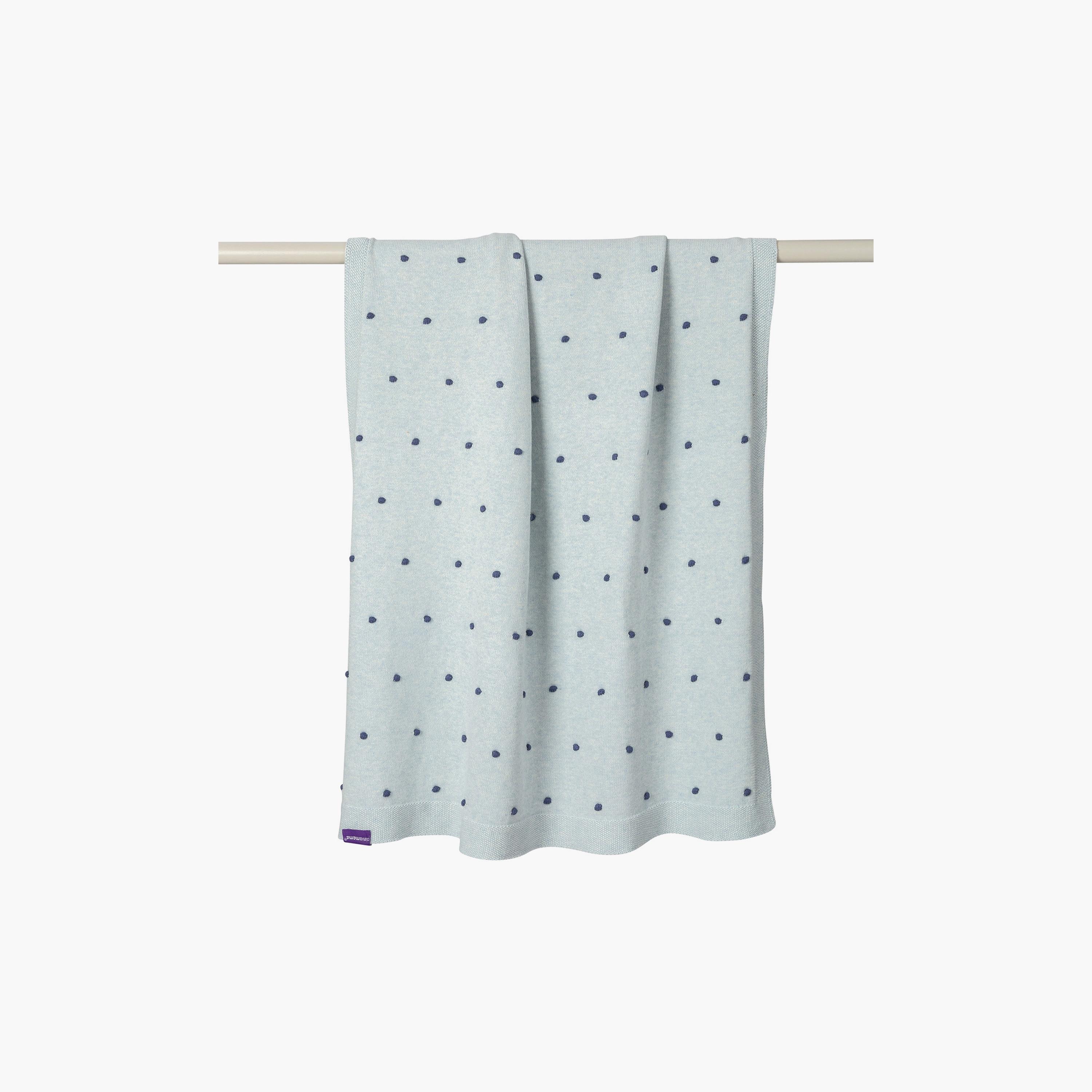 ClevaMama Knitted Pom Pom Organic Cotton Baby Blanket - 80 x 100 cm-baby-nursery-blanketsandswaddles-blanketsandquilts-image-2