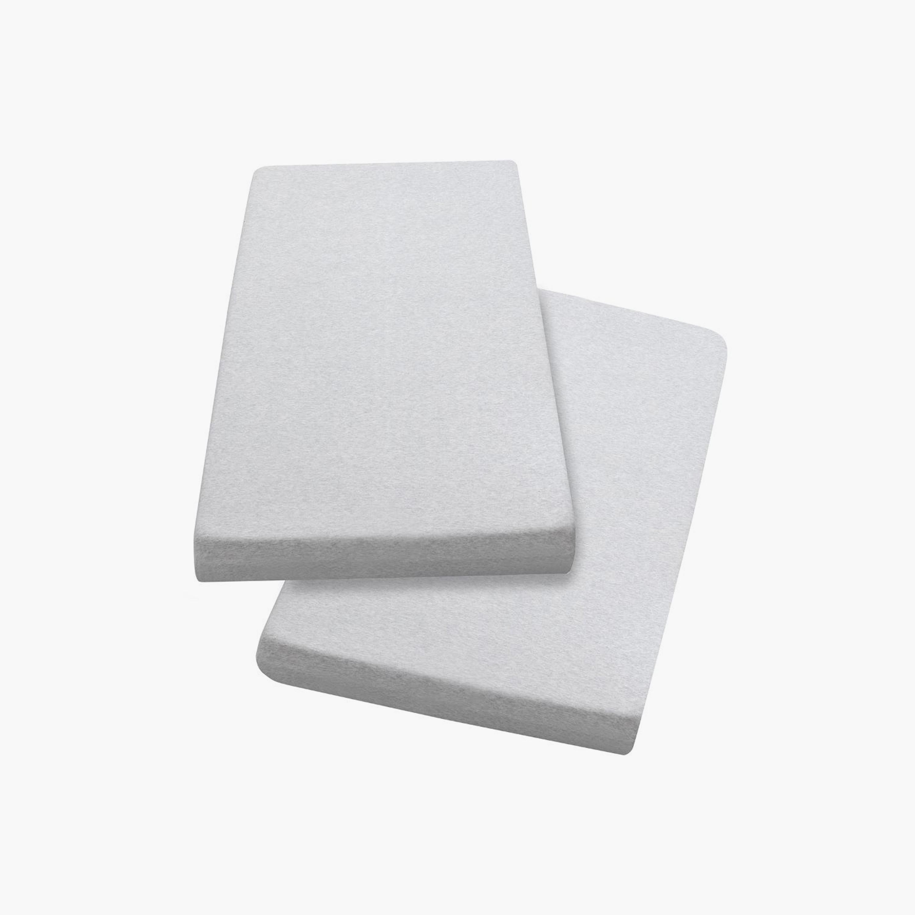 ClevaMama 2-Piece Jersey Cotton Fitted Sheets for Cot - Melange Grey-baby-nursery-babybedding-image-2