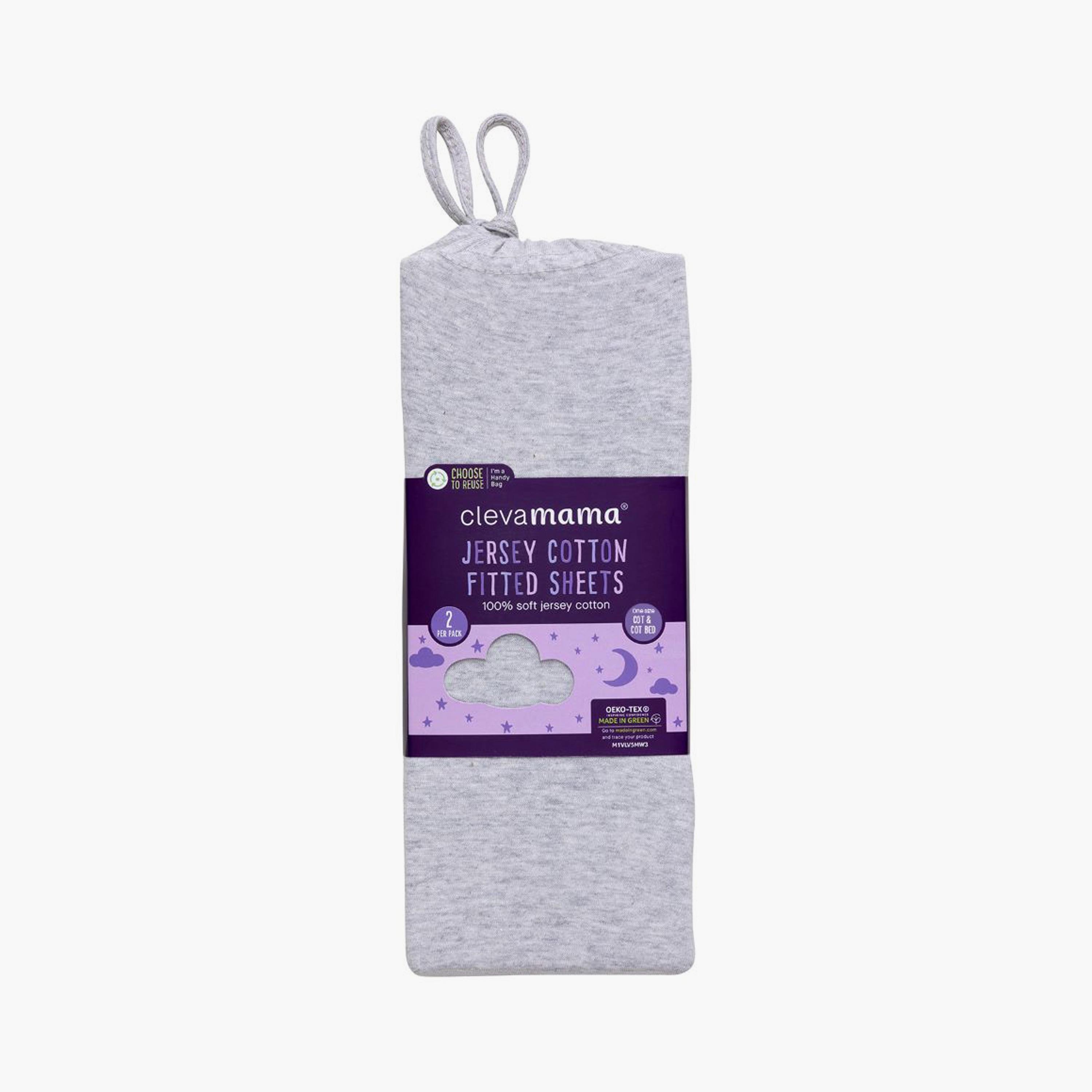 ClevaMama 2-Piece Jersey Cotton Fitted Sheets for Cot - Melange Grey-baby-nursery-babybedding-image-5