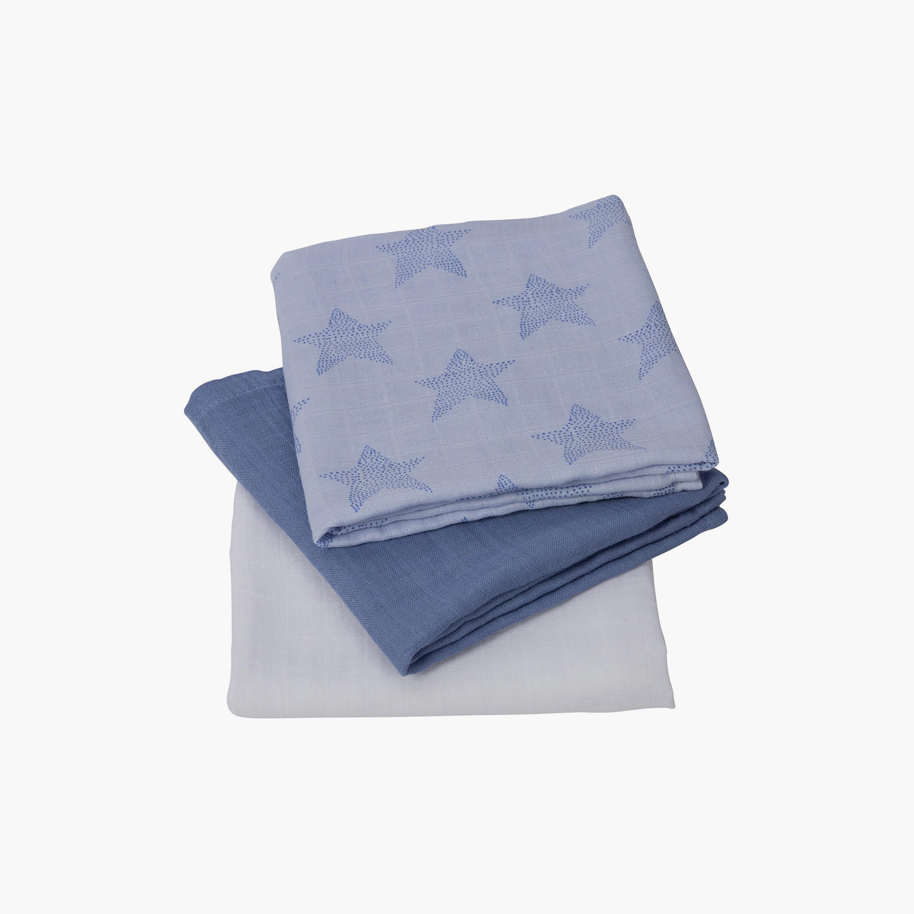 Clevamama 3-Piece Super Soft Muslin Cloth Set - Blue-baby-feeding-bibs-image-3