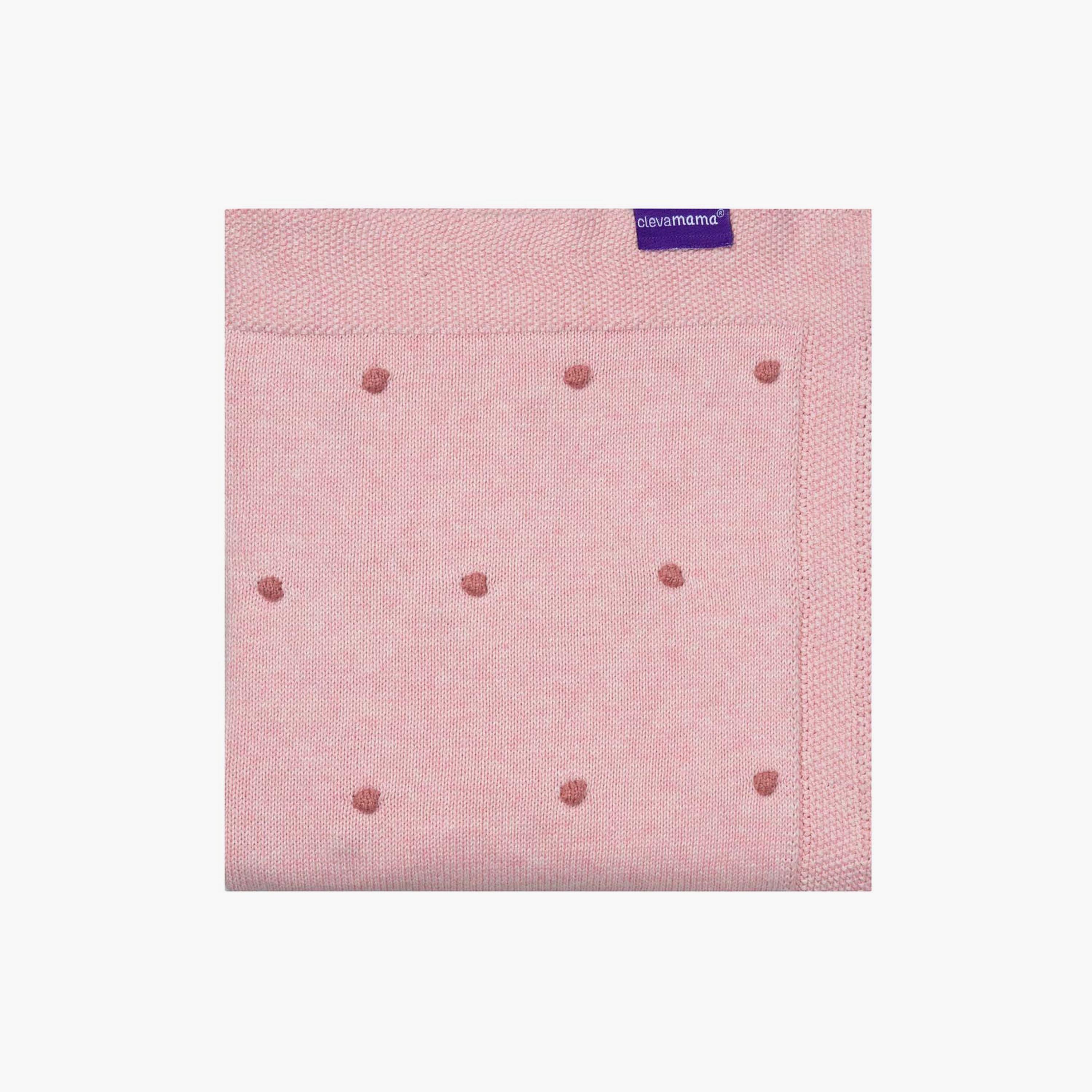 ClevaMama Knitted Pom Pom Organic Cotton Baby Blanket - 80 x 100 cm-baby-nursery-blanketsandswaddles-blanketsandquilts-image-1