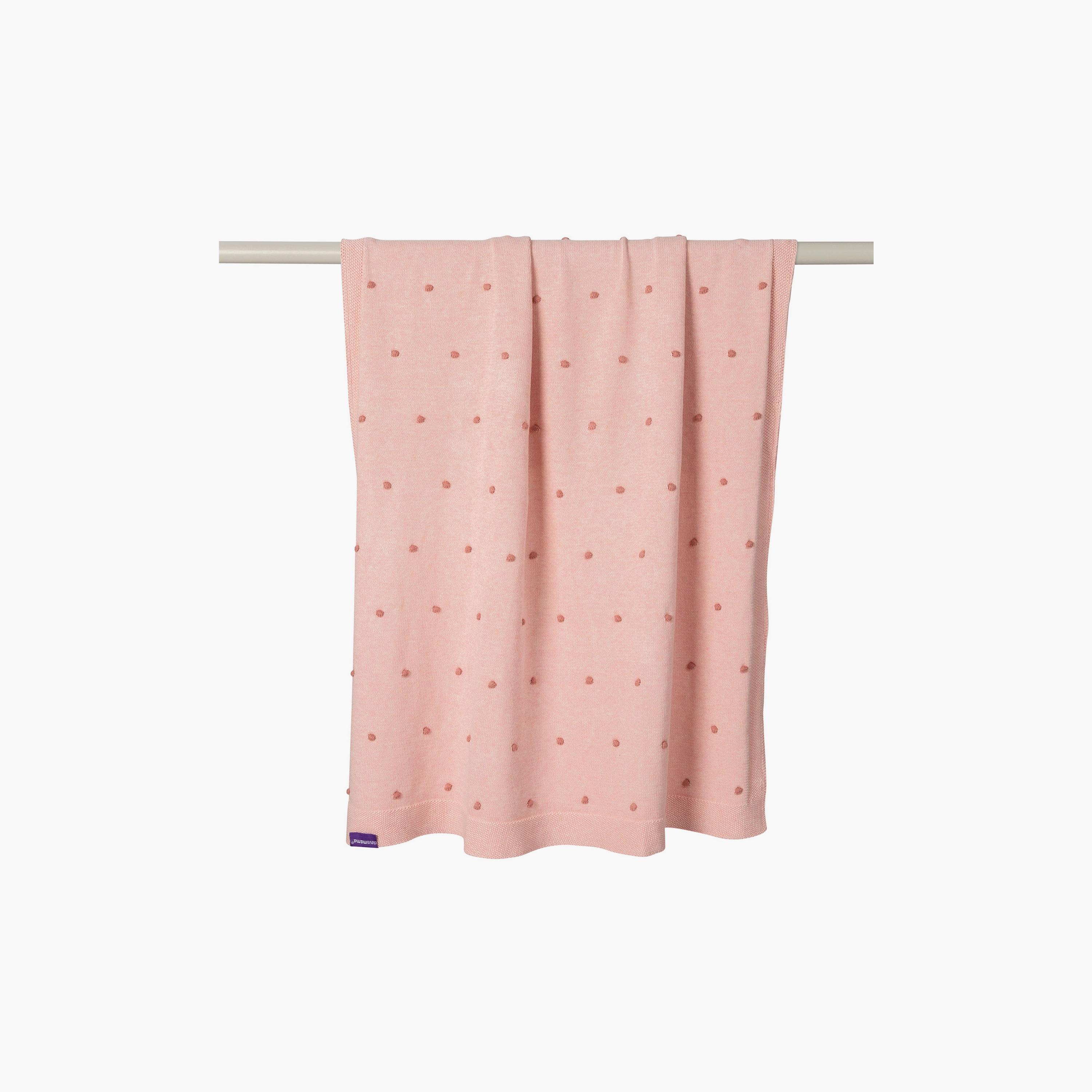 ClevaMama Knitted Pom Pom Organic Cotton Baby Blanket - 80 x 100 cm-baby-nursery-blanketsandswaddles-blanketsandquilts-image-2