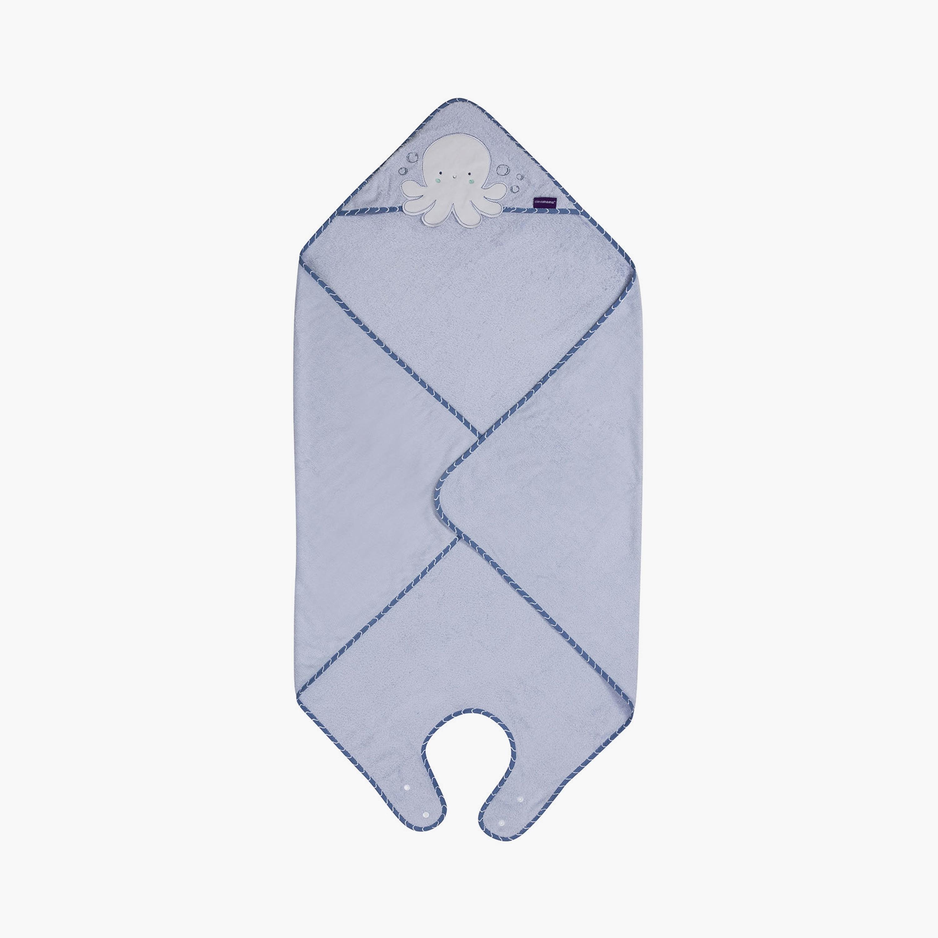 ClevaMama Bamboo Apron Baby Bath Towel - Blue-baby-bathandcare-towels-image-1