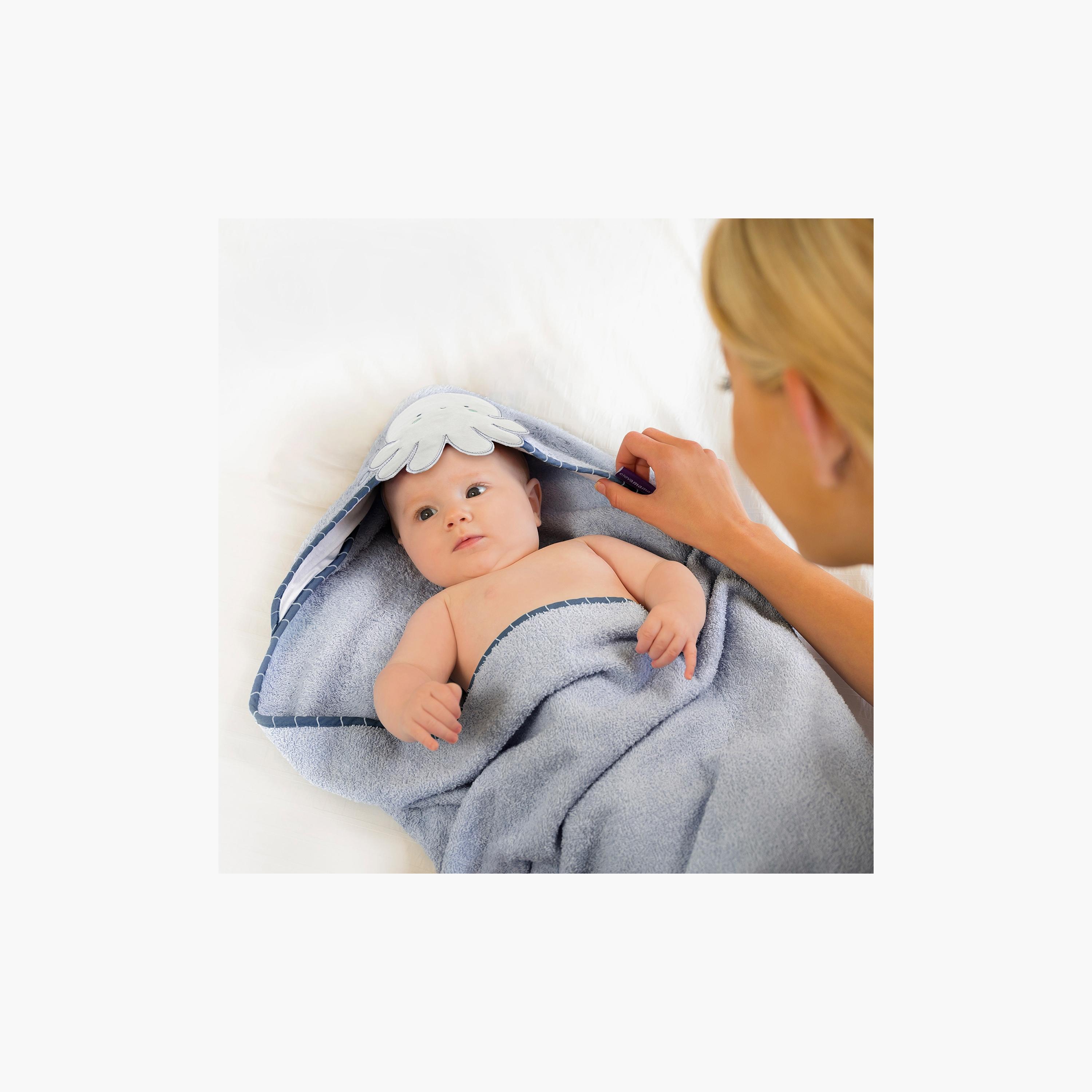 ClevaMama Bamboo Apron Baby Bath Towel - Blue-baby-bathandcare-towels-image-2