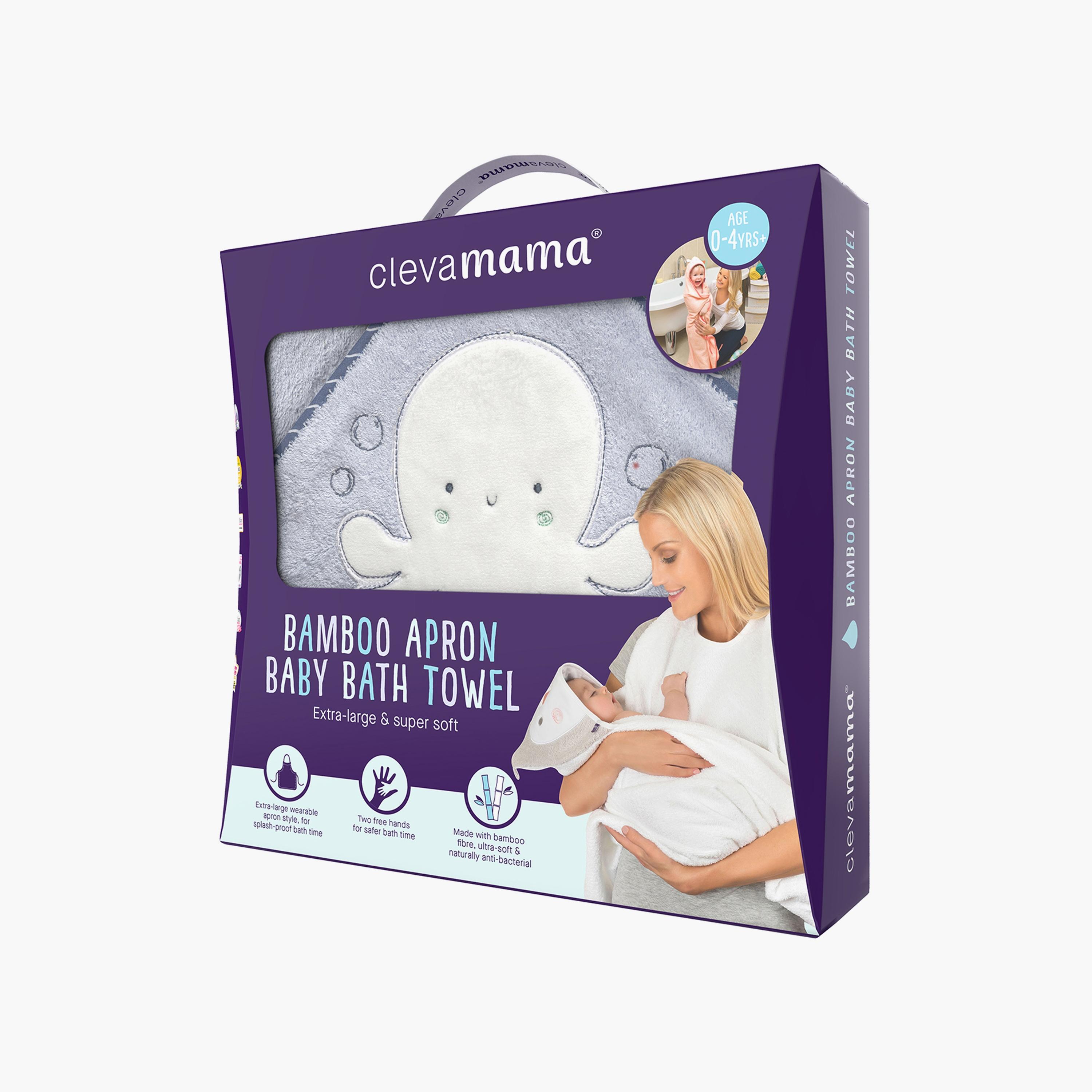 ClevaMama Bamboo Apron Baby Bath Towel - Blue-baby-bathandcare-towels-image-5