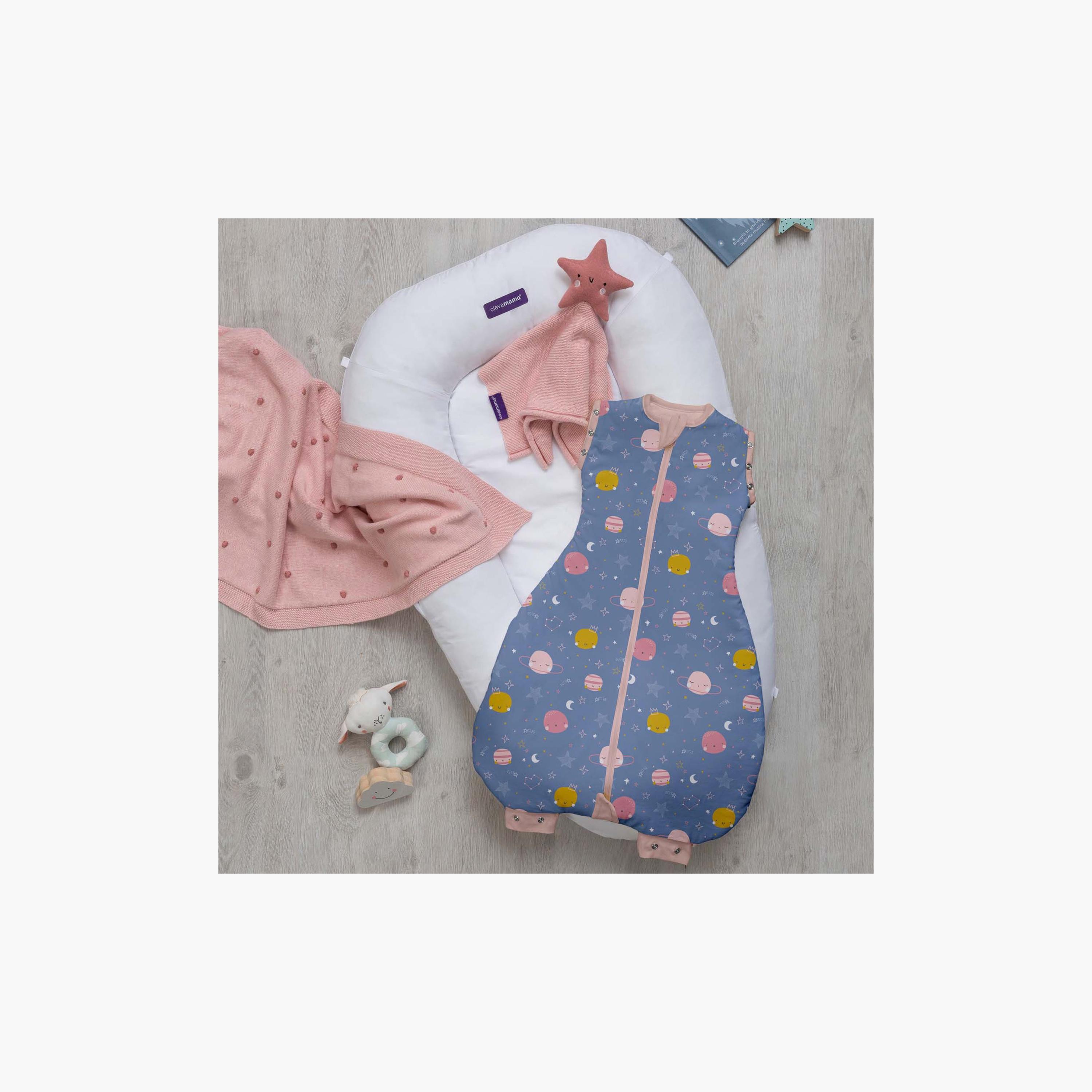 ClevaMama 3 in 1 Nite Nite Printed Sleeveless Romper - Sleeping Bag  - 2.5 Tog - 0-9 Months-baby-girls-clothing-rompers-image-2