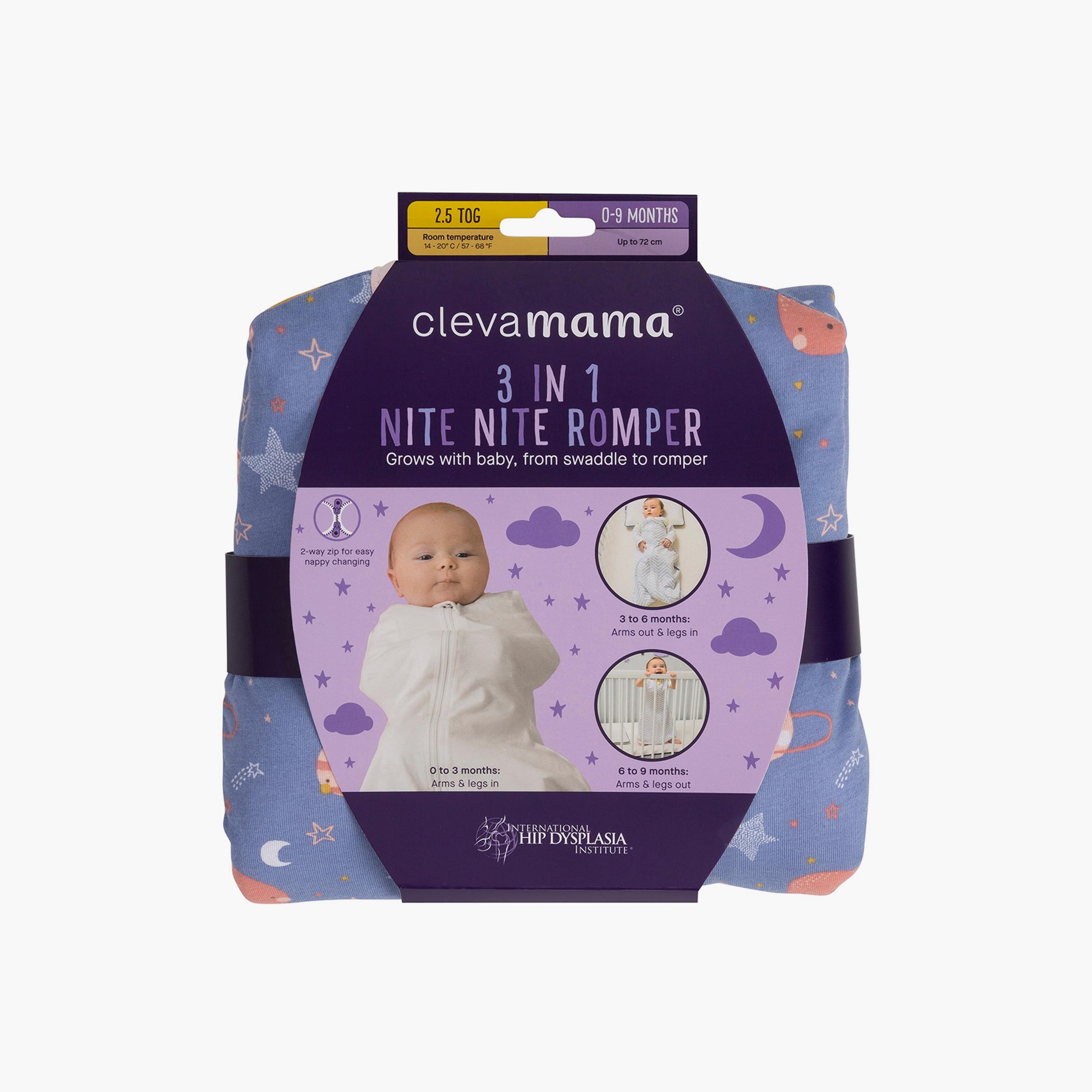 ClevaMama 3 in 1 Nite Nite Printed Sleeveless Romper - Sleeping Bag  - 2.5 Tog - 0-9 Months-baby-girls-clothing-rompers-image-5