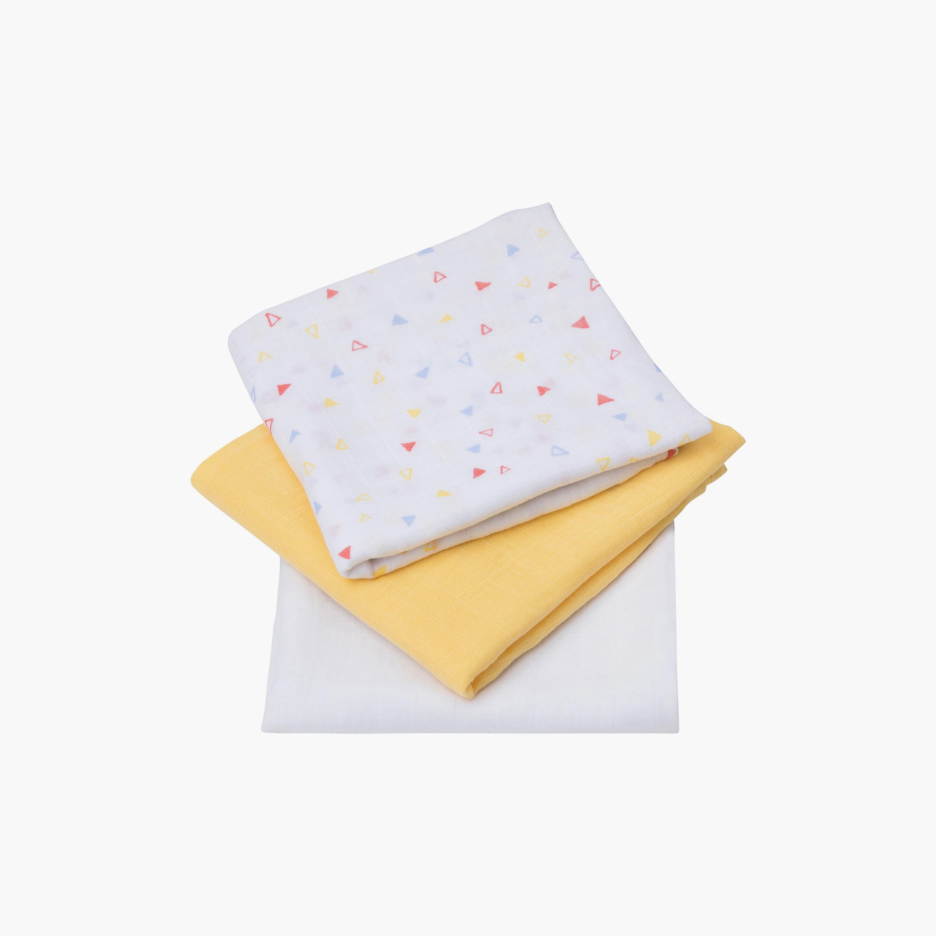 Clevamama 3-Piece Super Soft Muslin Cloth Set - Yellow-baby-feeding-bibs-image-3