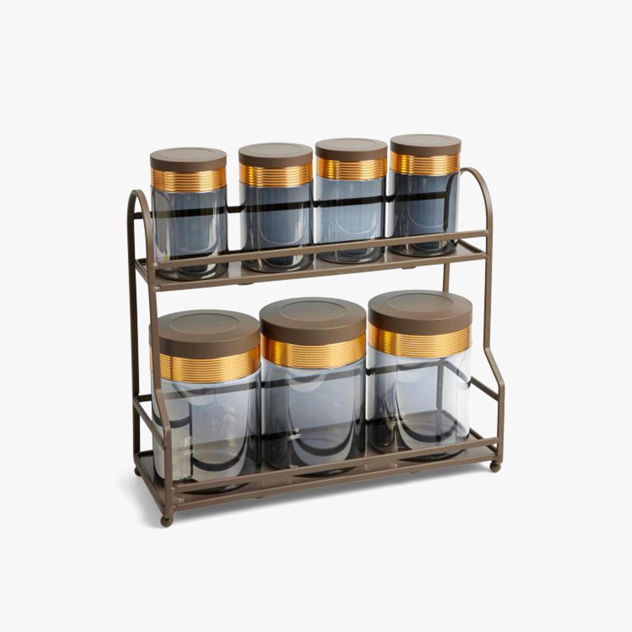 Porcelain 8-Piece Canister and Stand Set-household-kitchen-foodstorage-containers-image-1