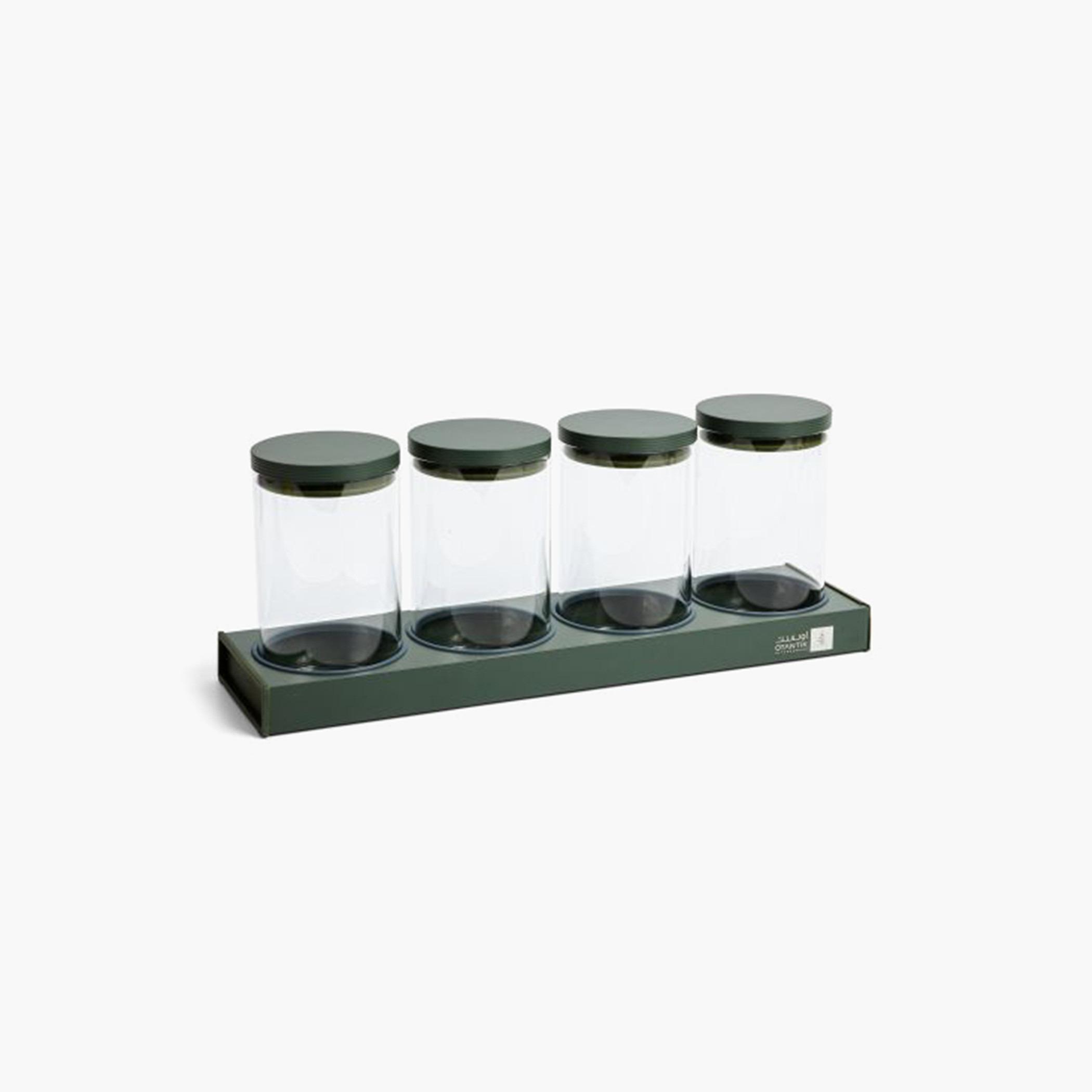 Glass 5-Piece Jar with Tray Set-household-kitchen-foodstorage-containers-image-1