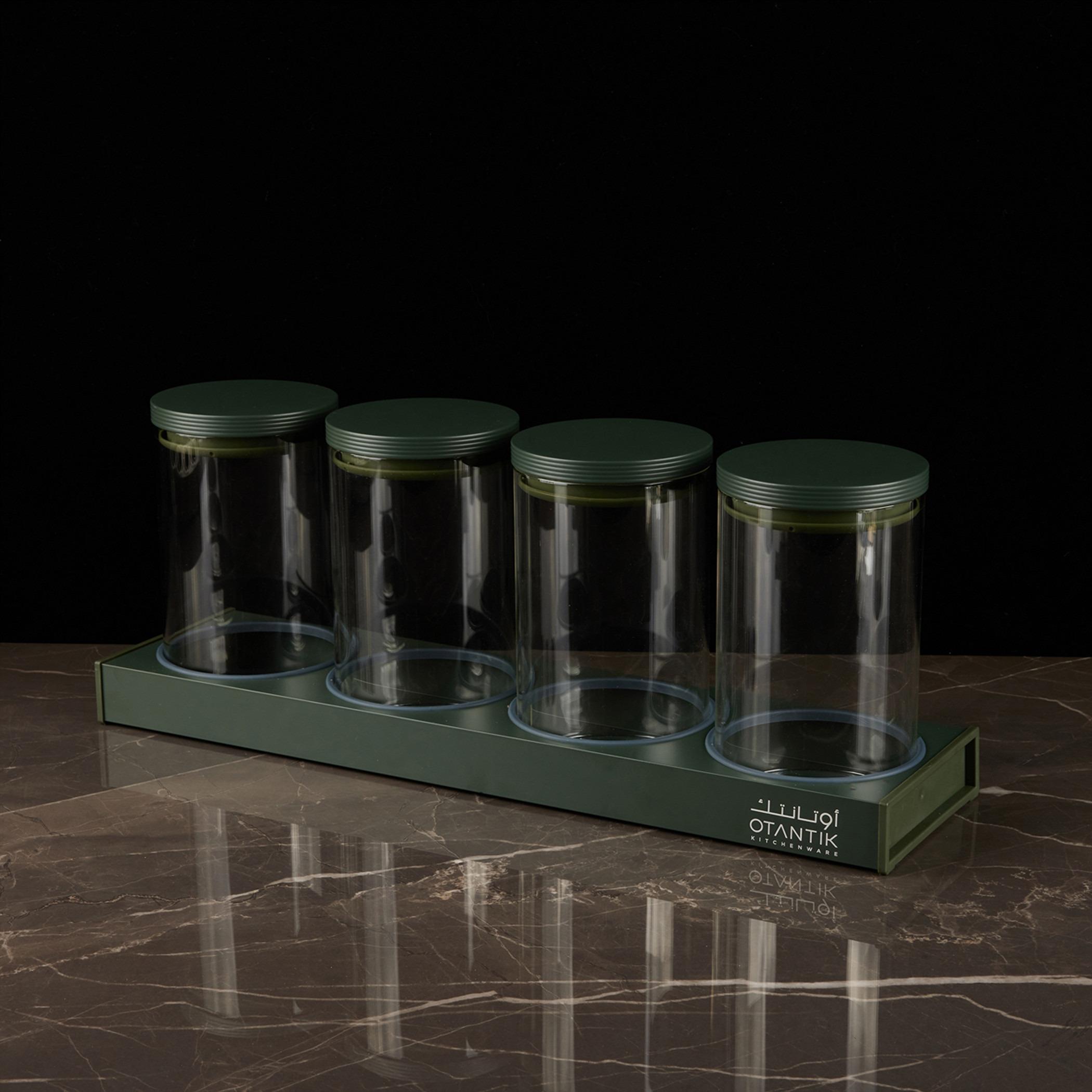 Glass 5-Piece Jar with Tray Set-household-kitchen-foodstorage-containers-image-2