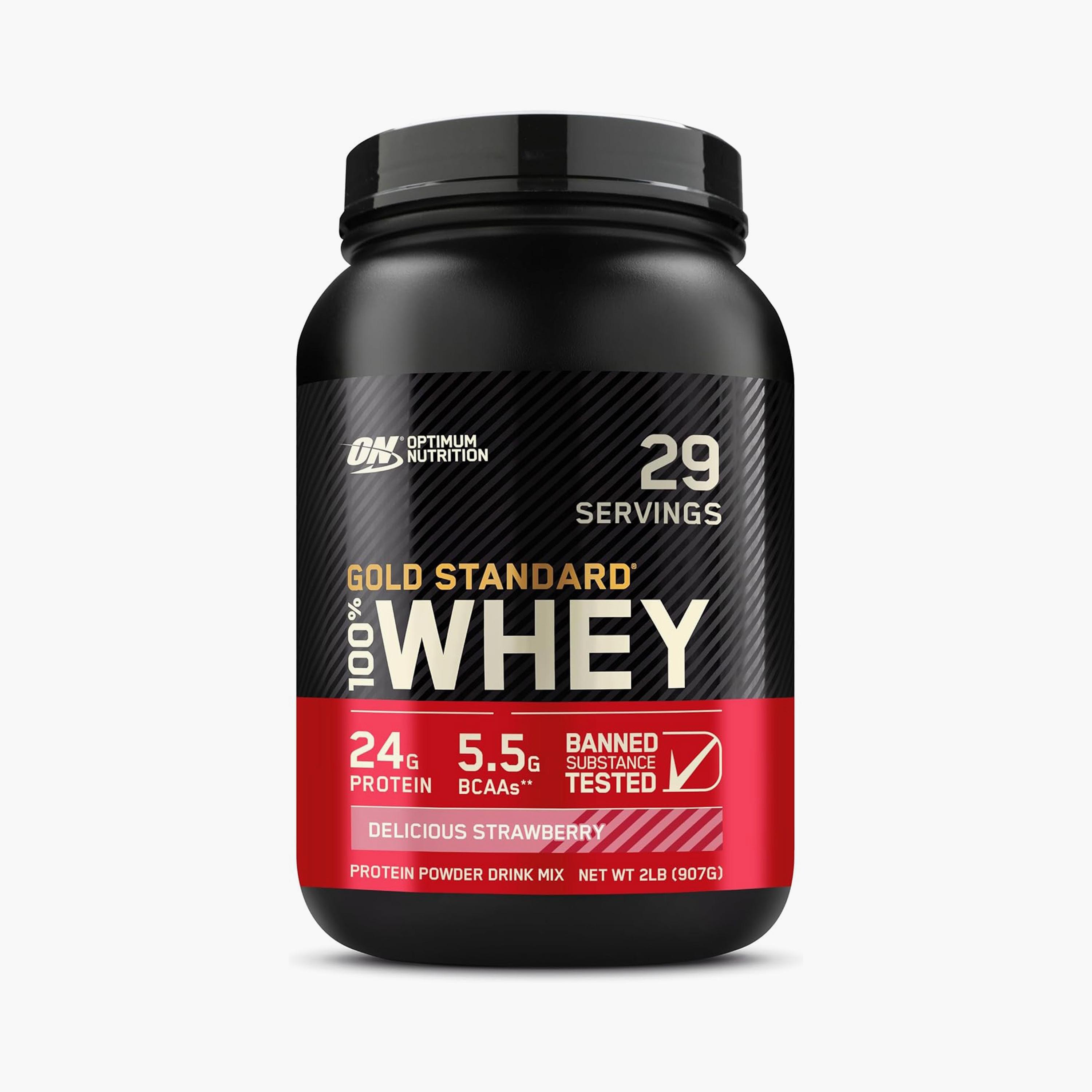 Optimum Nutrition 100% Whey Gold Standard, Strawberry, 2 LB-sports-nutrition-proteins-image-1
