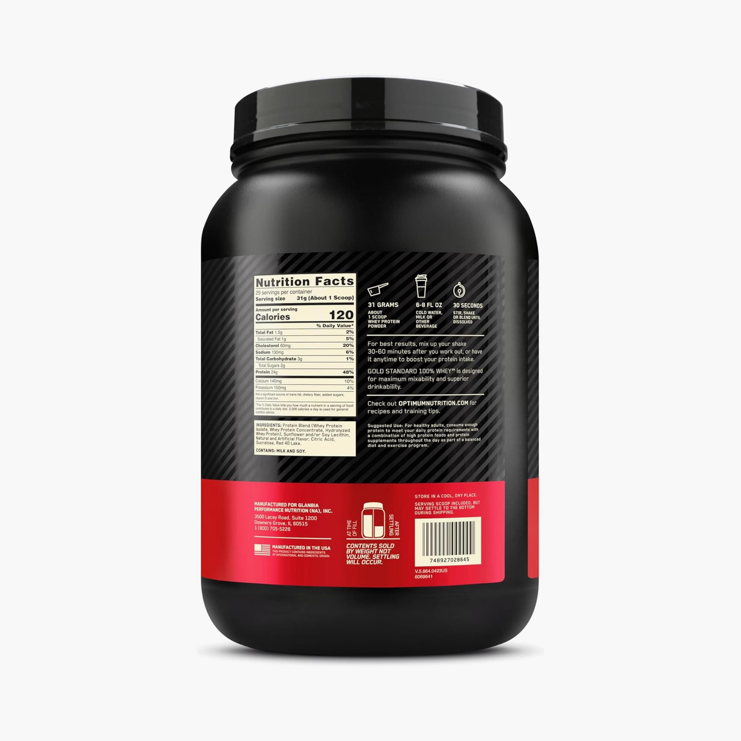 Optimum Nutrition 100% Whey Gold Standard, Strawberry, 2 LB-sports-nutrition-proteins-image-3