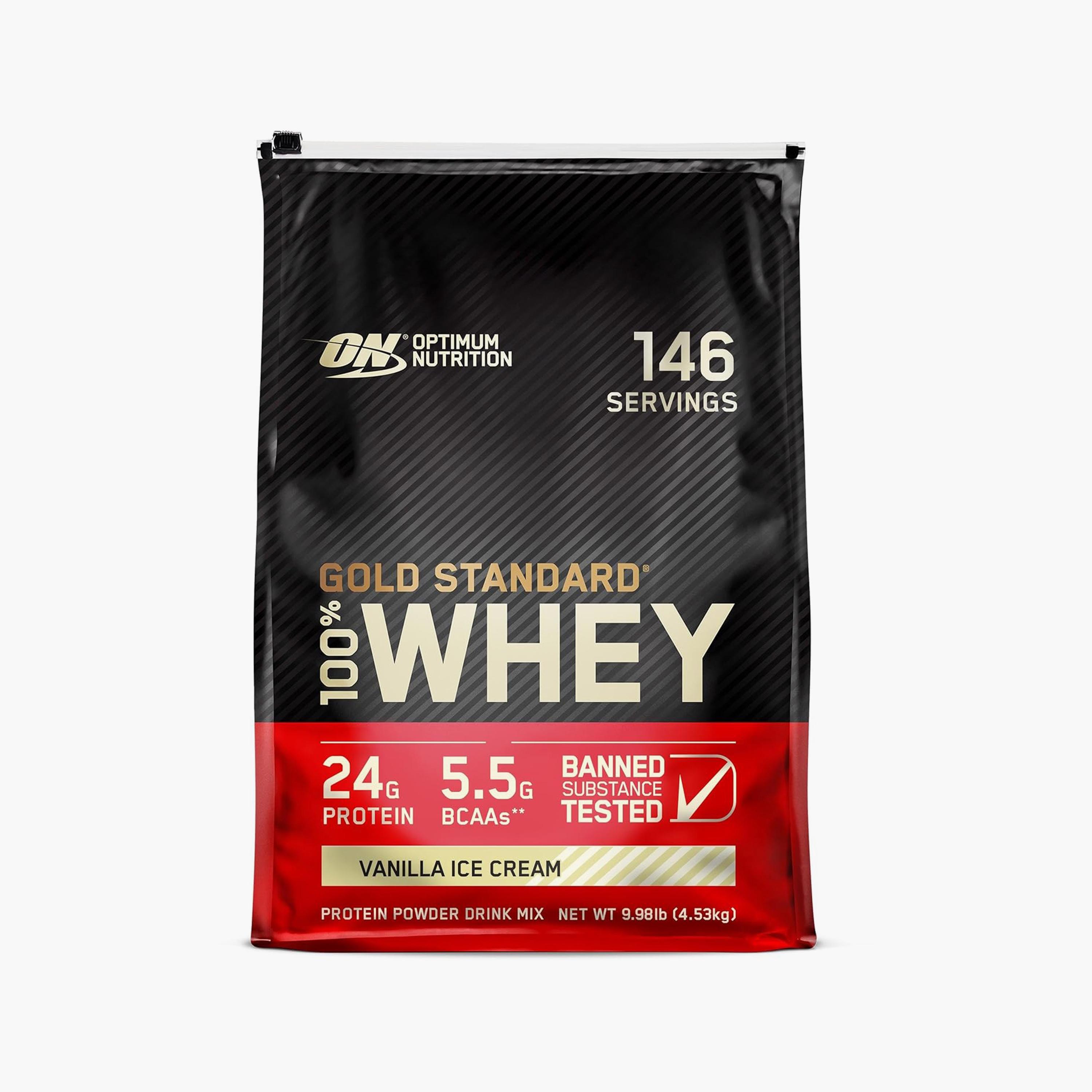 واي 100% جولد ستاندارد WGS خالي من الجلوتين آيس كريم الفانيليا  10 رطل من أوبتيموم نيوتريشن-sports-nutrition-proteins-image-1