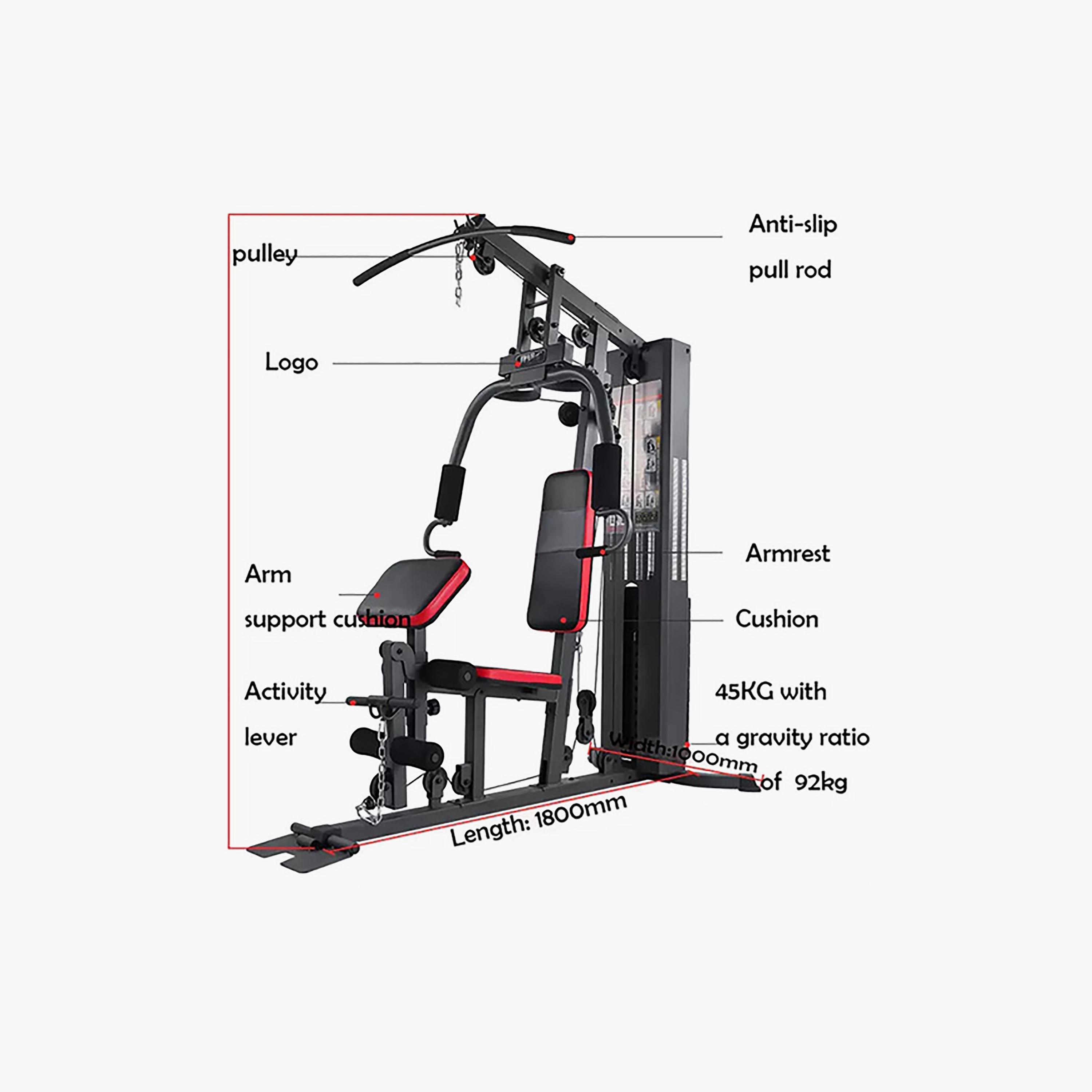 Fitness World Multifunction Adjustable Home Gym 70 kg - Black | N14103566A-sports-gear-gym-image-2