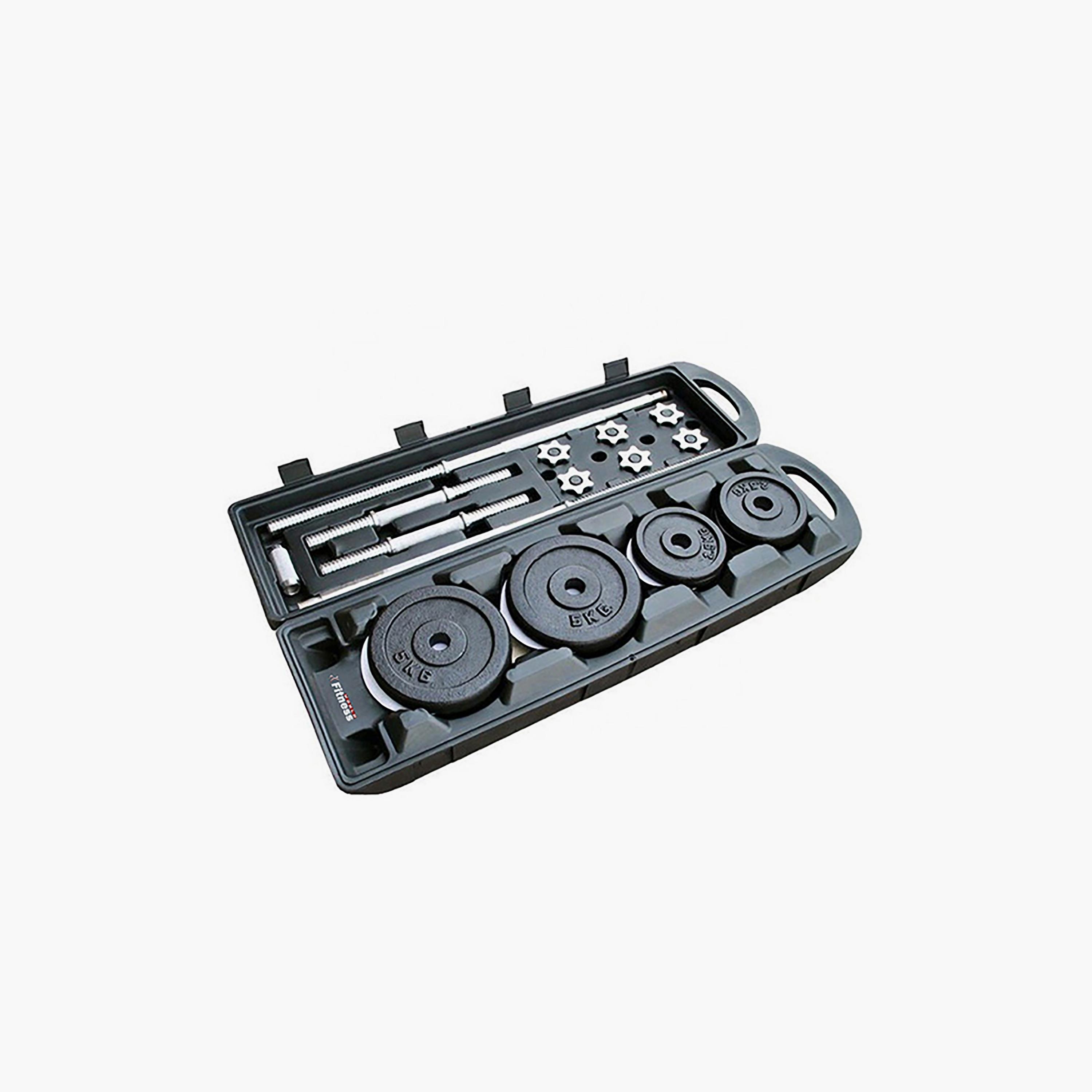 Fitness World Classical Integrated Dumbbell Kit 50 kg - Black | N34152015A-sports-gear-gym-image-1