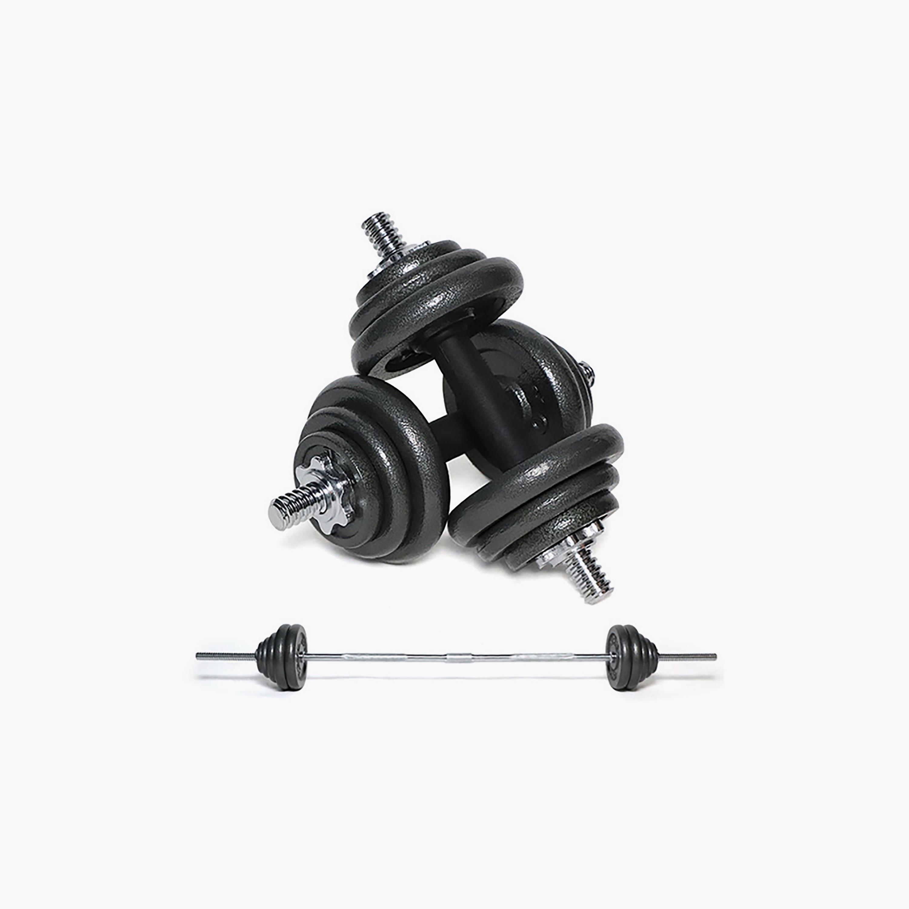 Fitness World Classical Integrated Dumbbell Kit 50 kg - Black | N34152015A-sports-gear-gym-image-2
