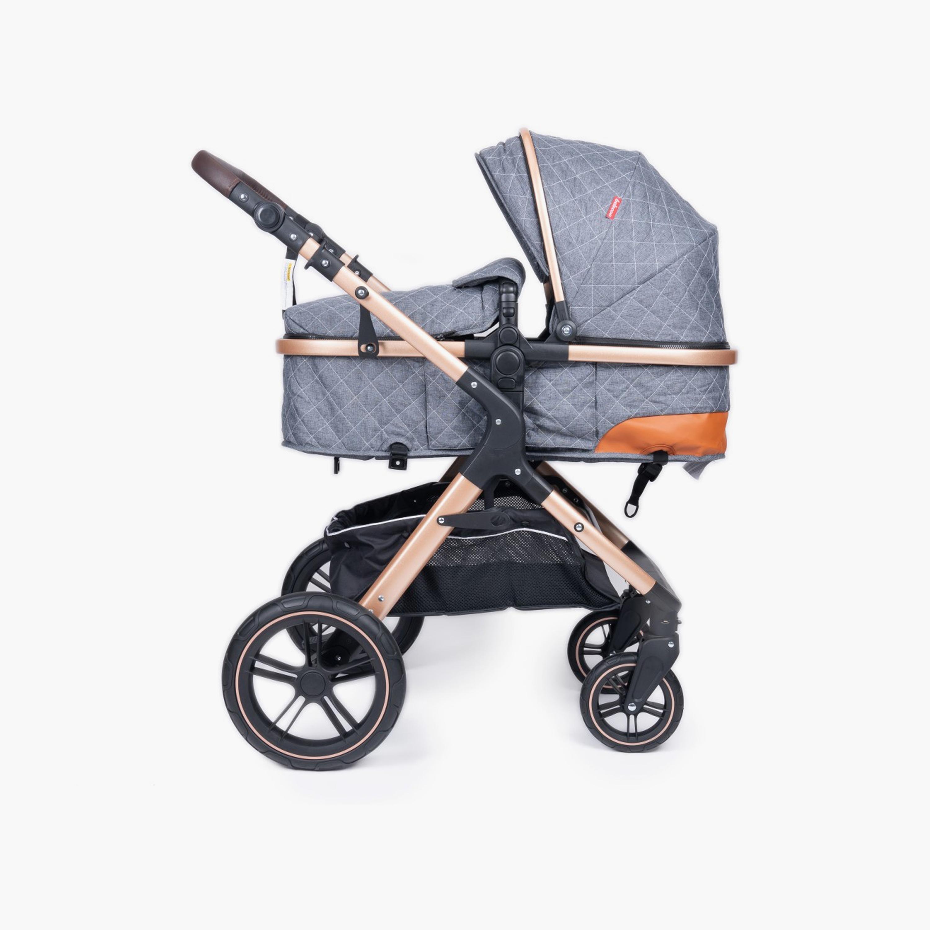 Belecoo 3-In-1 One-Fold-To-Half Luxury Pram with Car Seat & Diaper Bag - Grey-baby-gear-strollersandprams-travelsystems-image-4