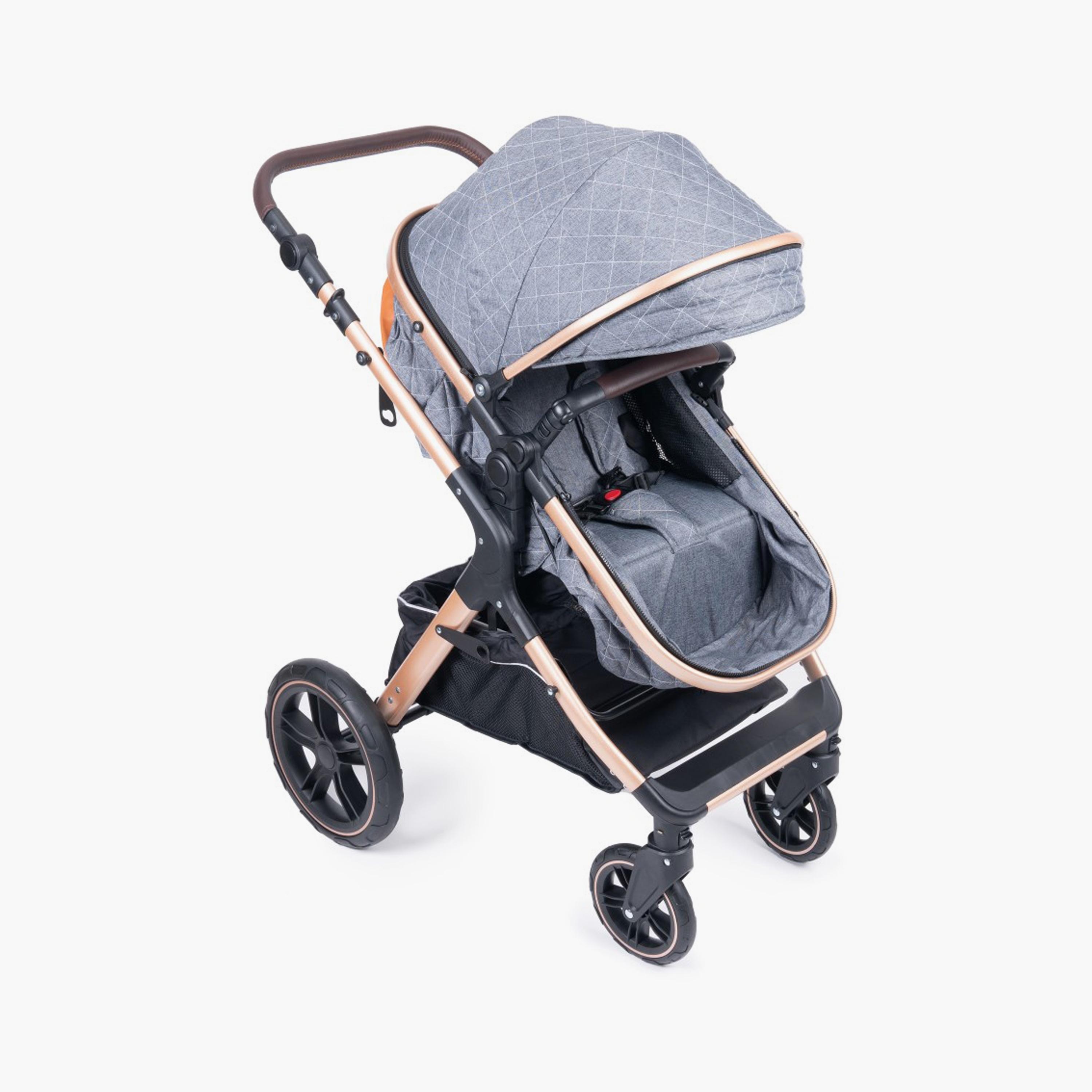 Belecoo 3-In-1 One-Fold-To-Half Luxury Pram with Car Seat & Diaper Bag - Grey-baby-gear-strollersandprams-travelsystems-image-6